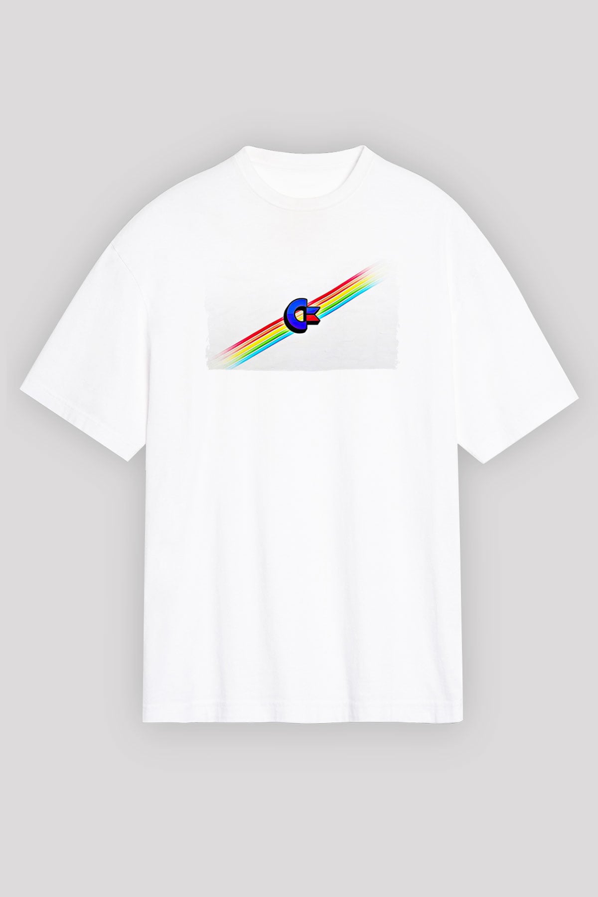 Commodore 64 Baskılı Beyaz Unisex Oversize Tişört - Tshirt