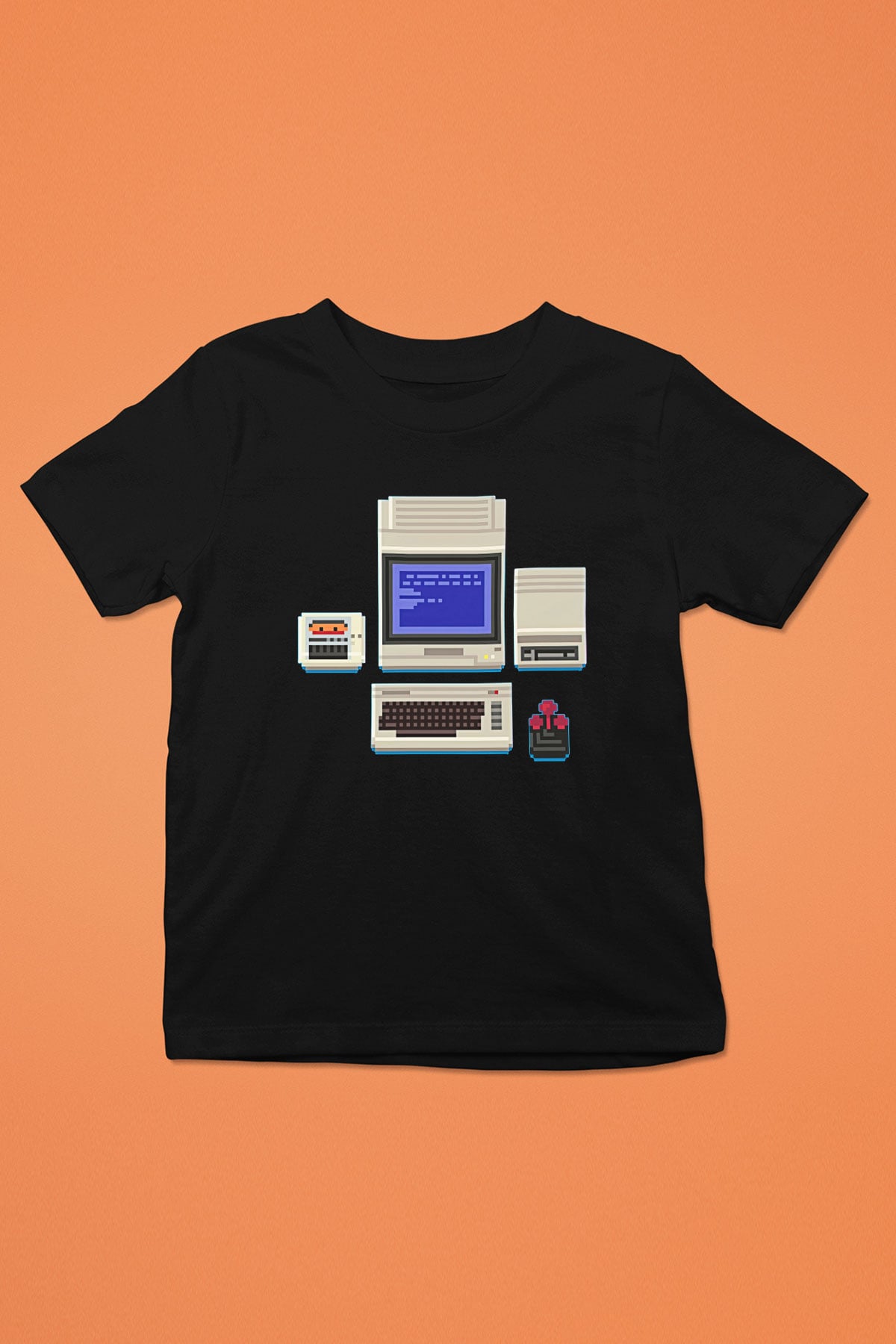 Commodore 64 Baskılı Unisex Siyah Çocuk Tişört - Tshirt