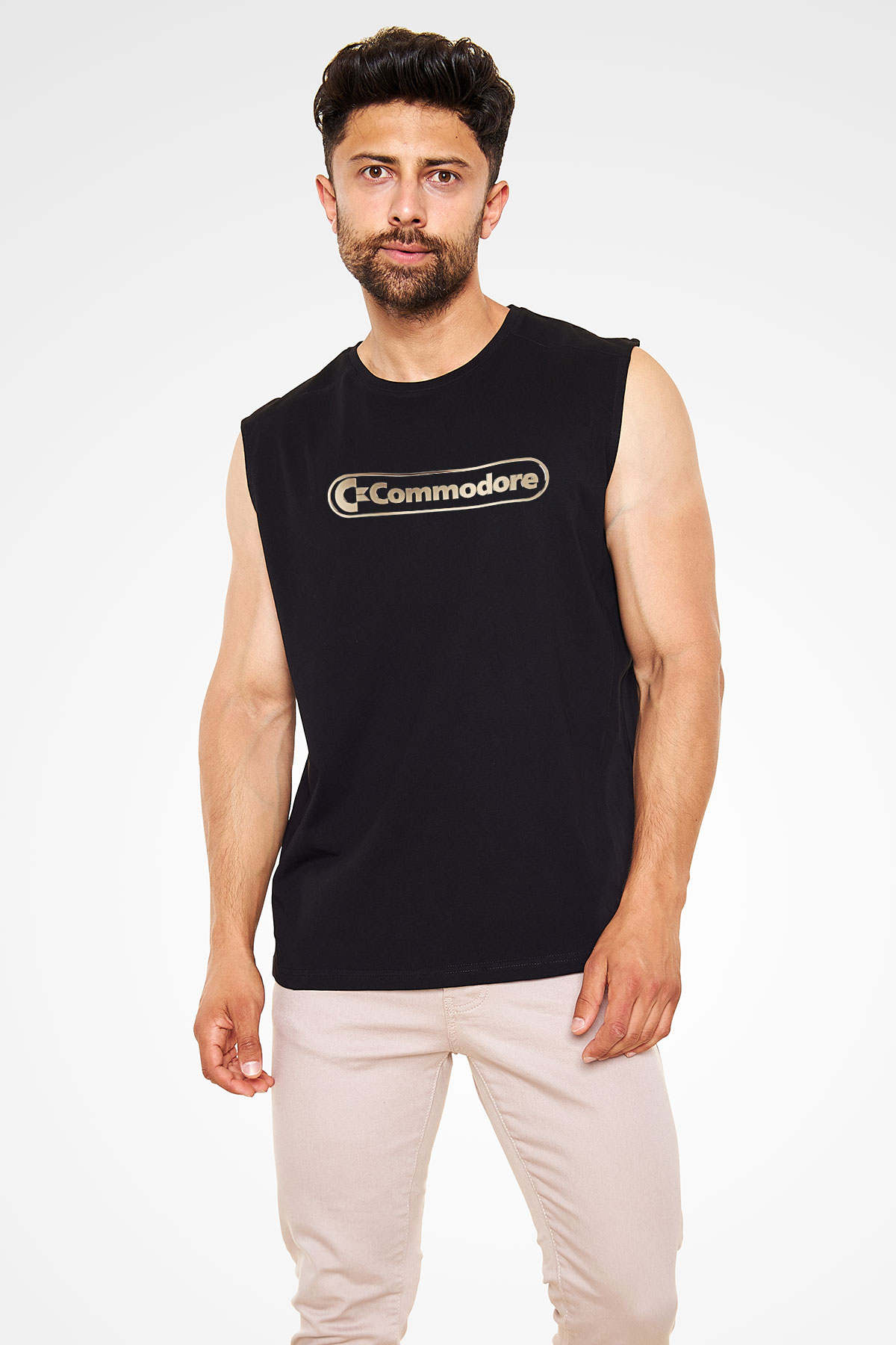 Commodore 64 Baskılı Unisex Siyah Kolsuz Tişört - Tshirt