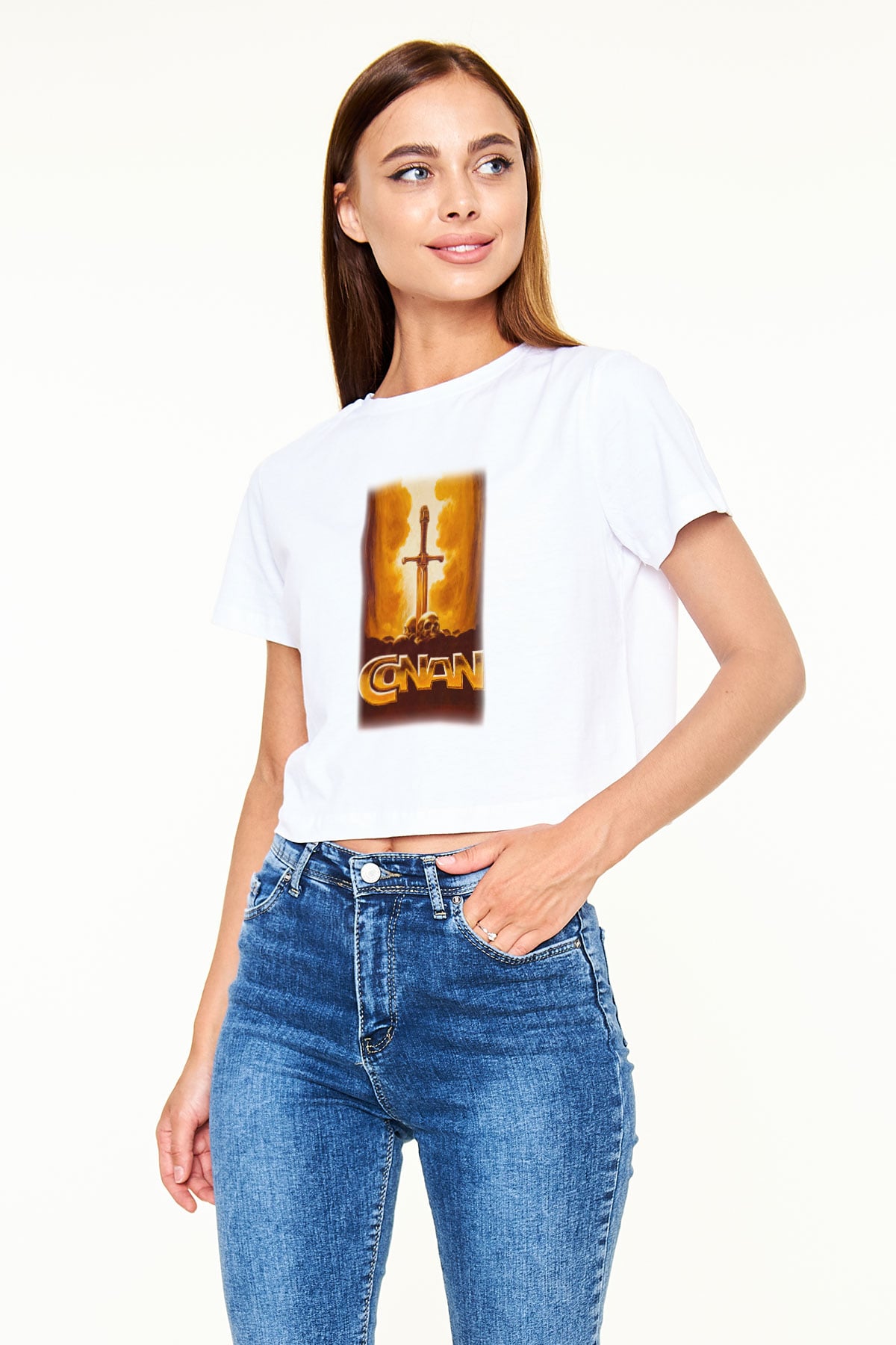 Conan the Barbarian Beyaz Croptop Tişört