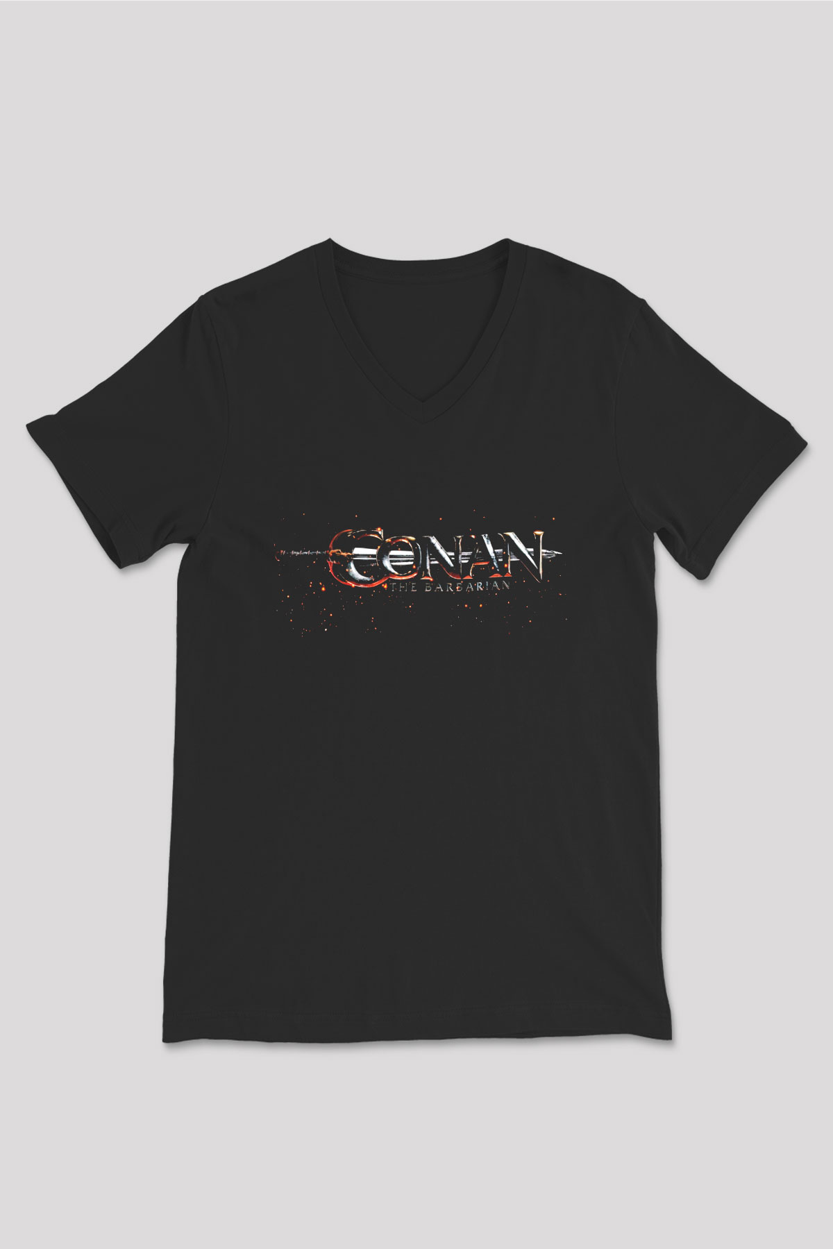 Conan the Barbarian Siyah Unisex V Yaka Tişört T-Shirt