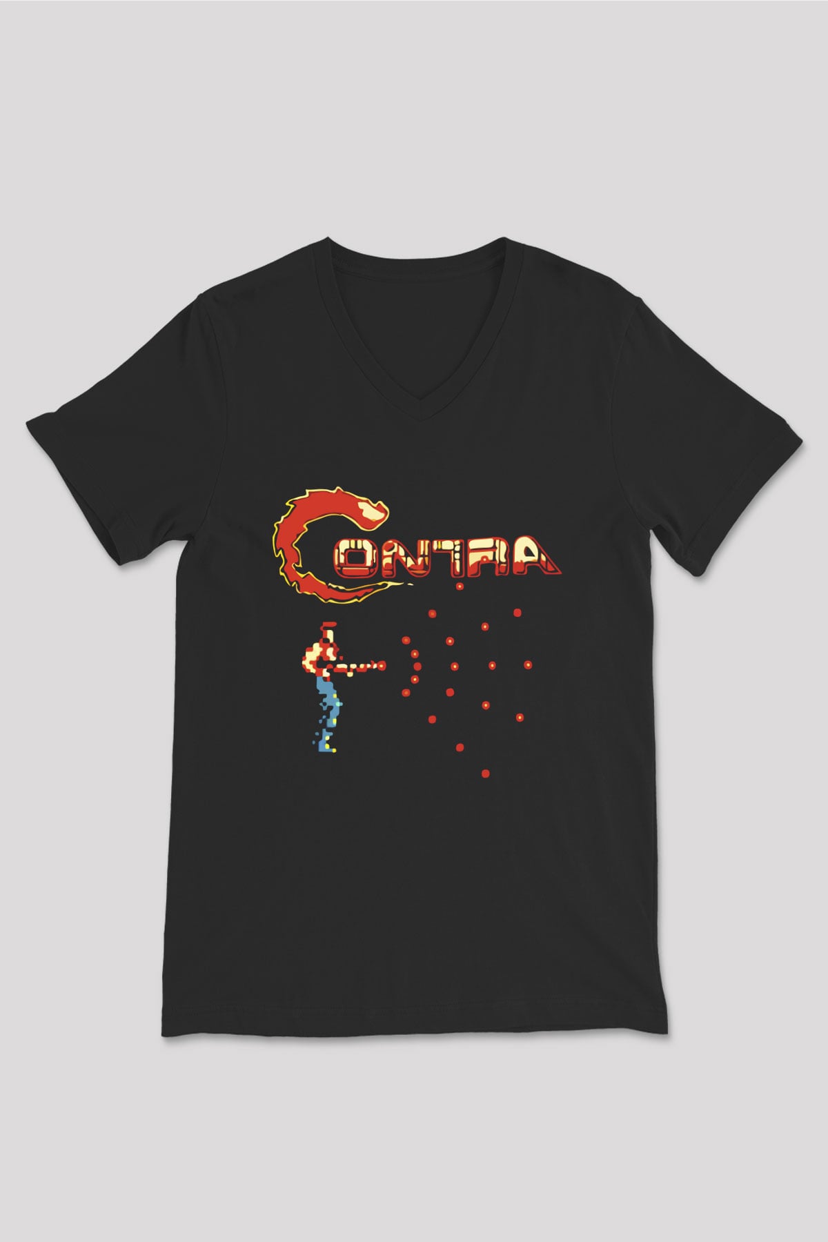 Contra Siyah Unisex V Yaka Tişört T-Shirt