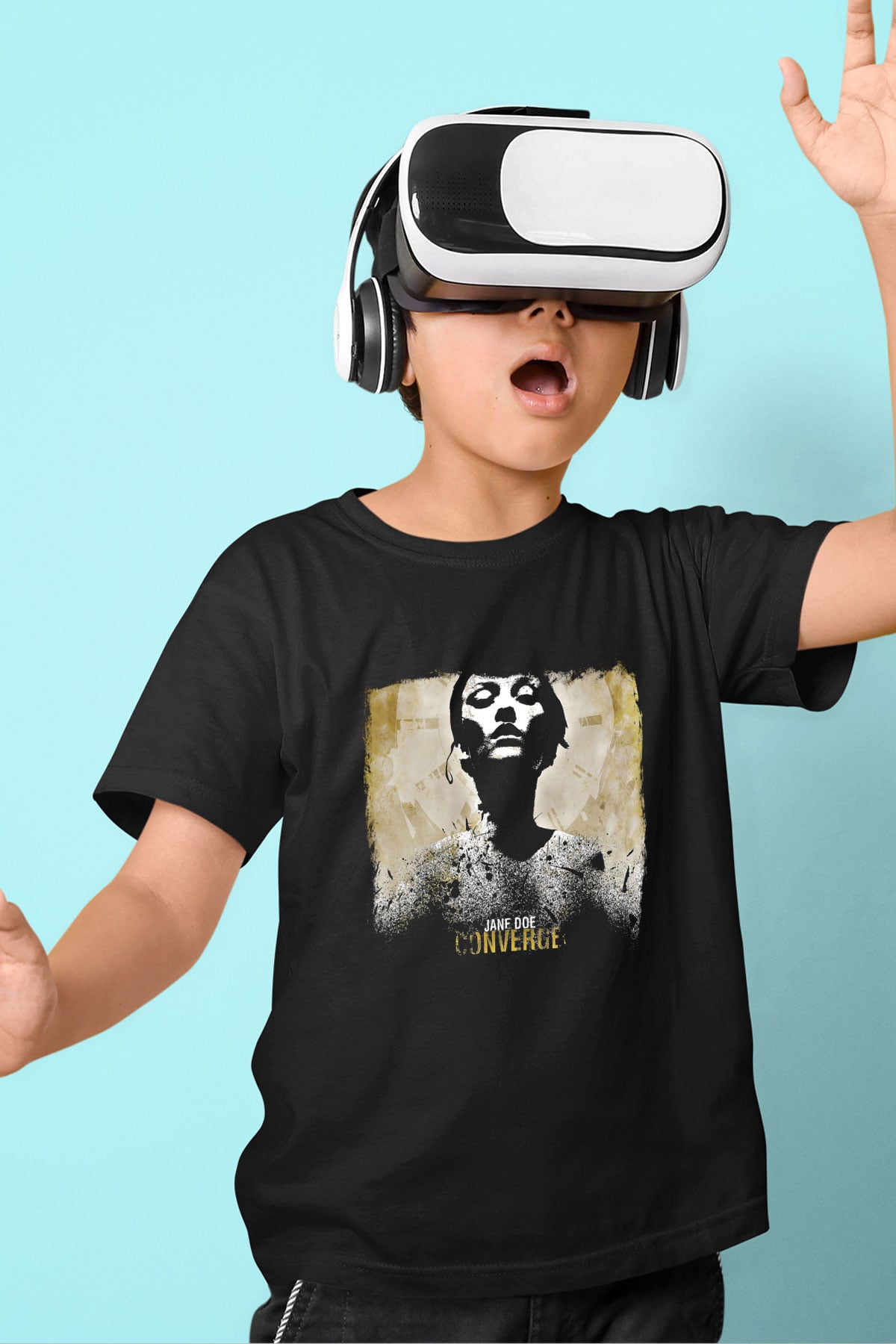 Converge Baskılı Unisex Siyah Çocuk Tişört