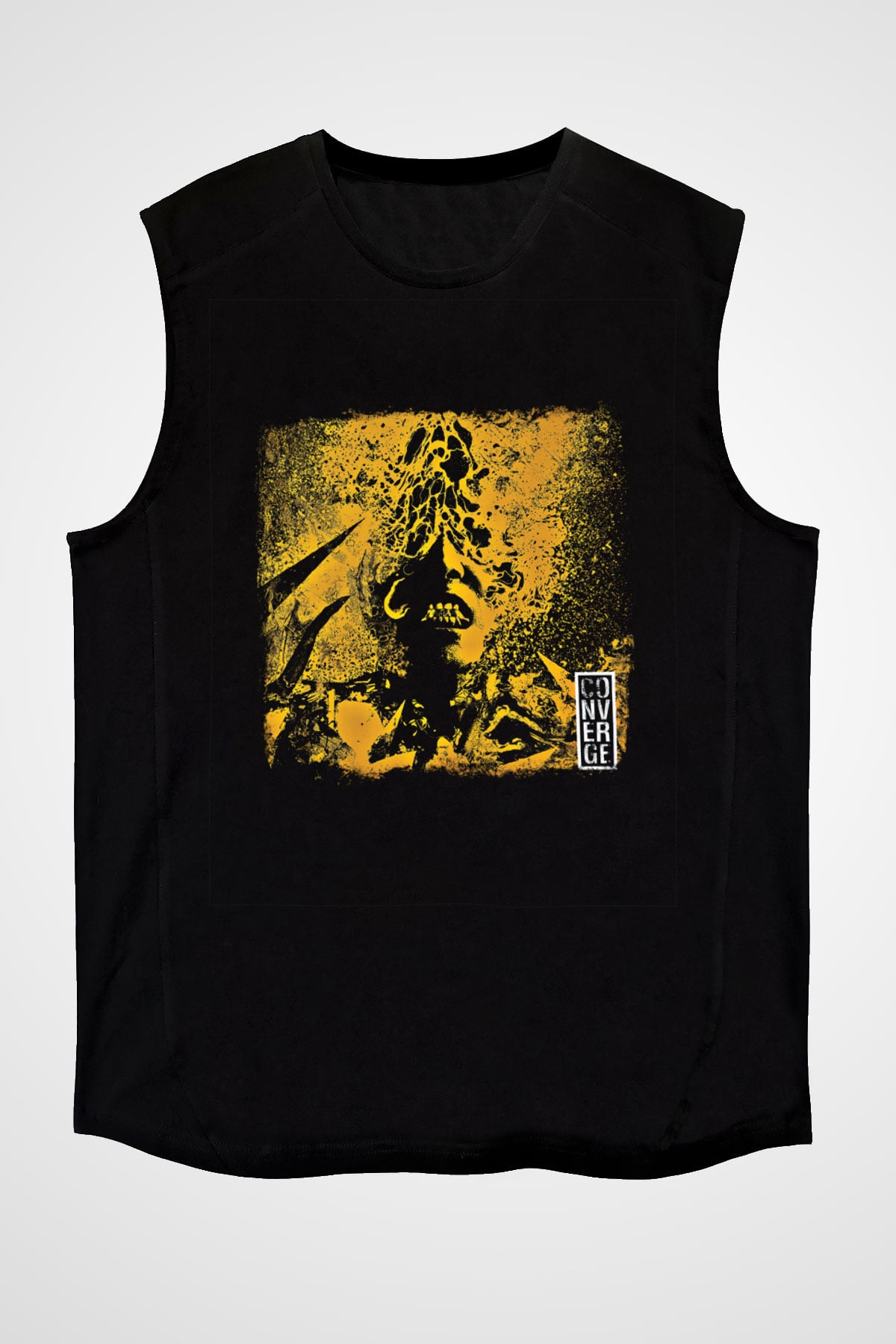 Converge Baskılı Unisex Siyah Kolsuz Tişört