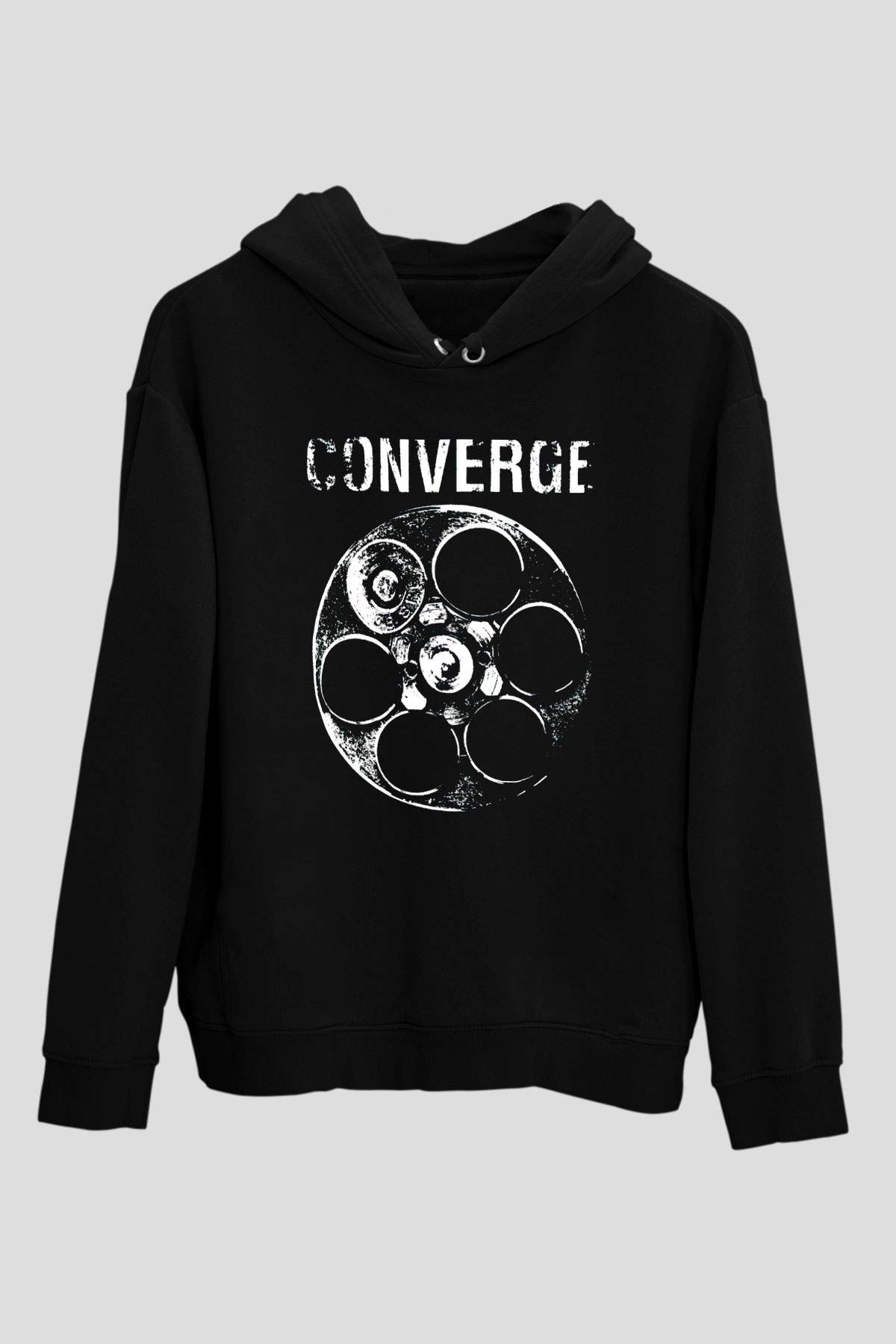 Converge Siyah Unisex Kapüşonlu Sweatshirt