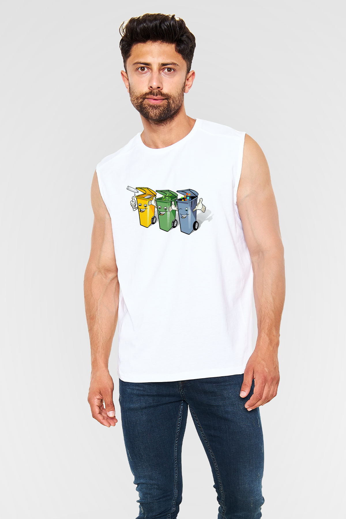 Çöpçü Beyaz Unisex Kolsuz Tişört