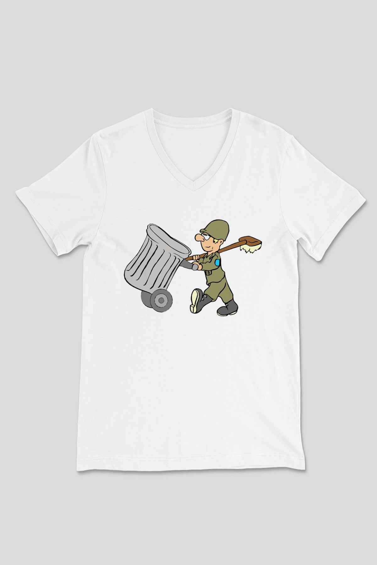 Çöpçü Beyaz Unisex V Yaka Tişört