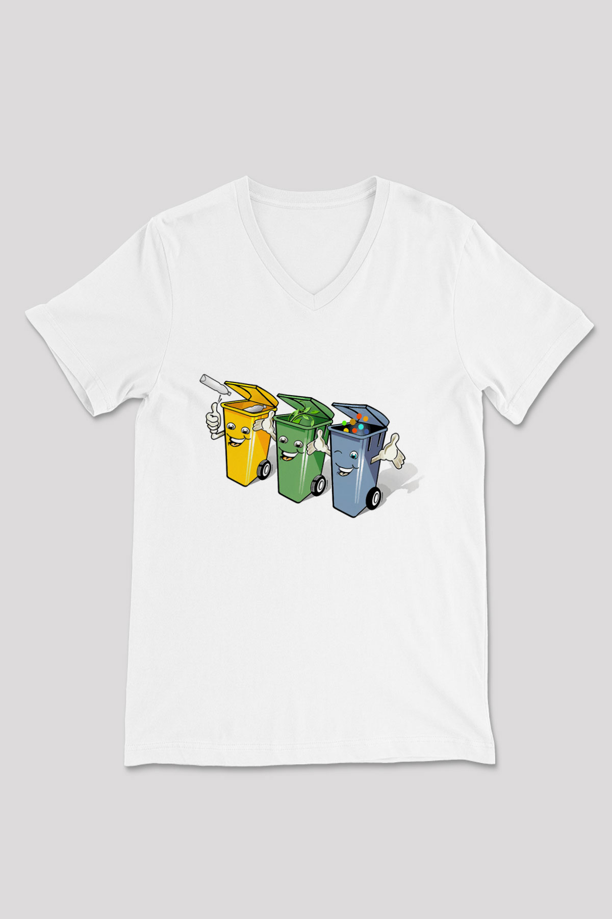 Çöpçü Beyaz Unisex V Yaka Tişört T-Shirt