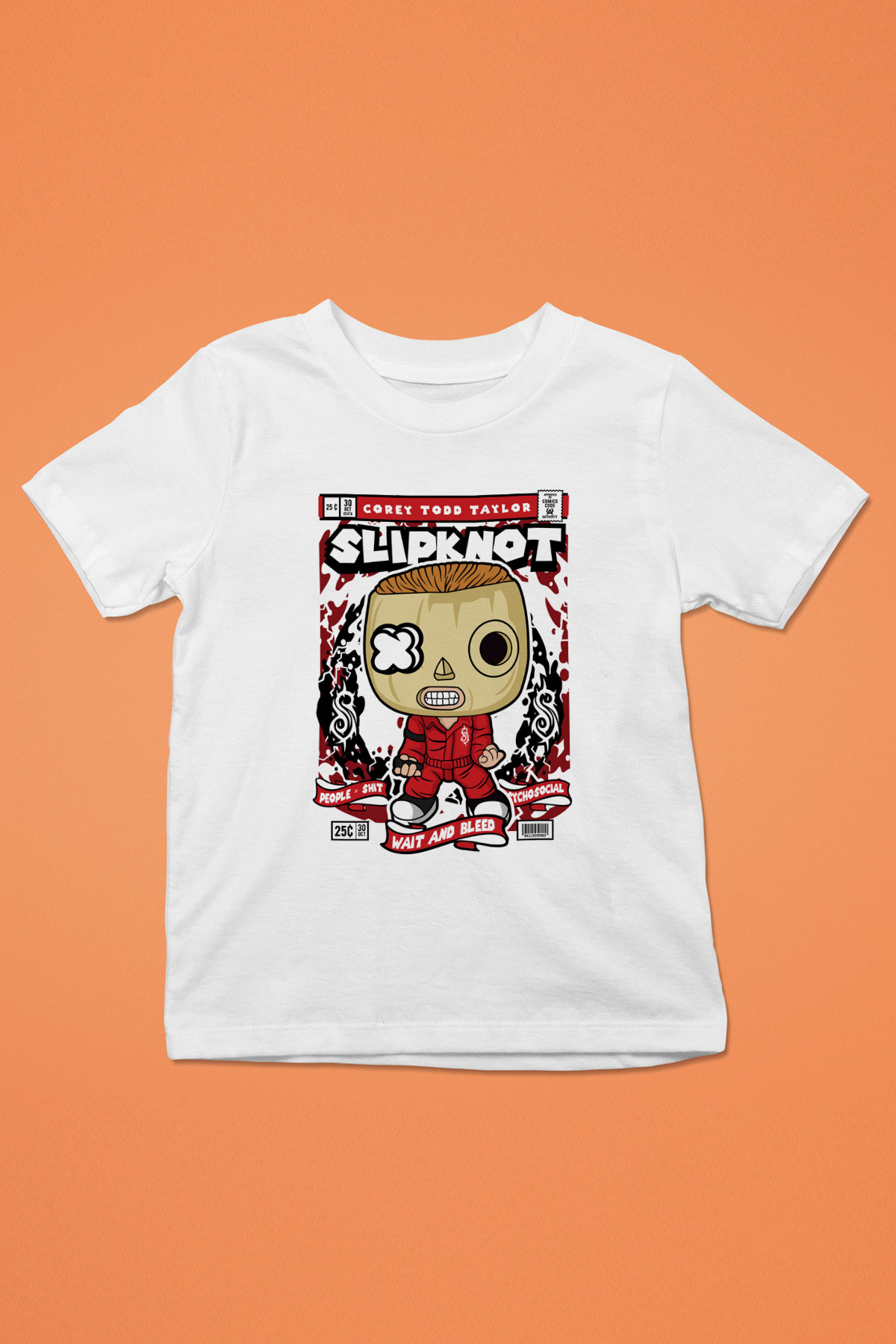 Corey Taylor Slipknot Baskılı Unisex Beyaz Çocuk Tişört