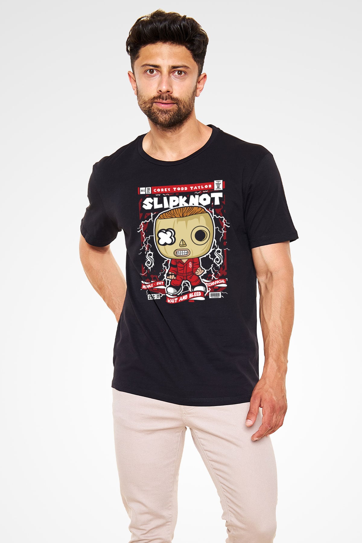 Corey Taylor Slipknot Baskılı Unisex Siyah Tişört