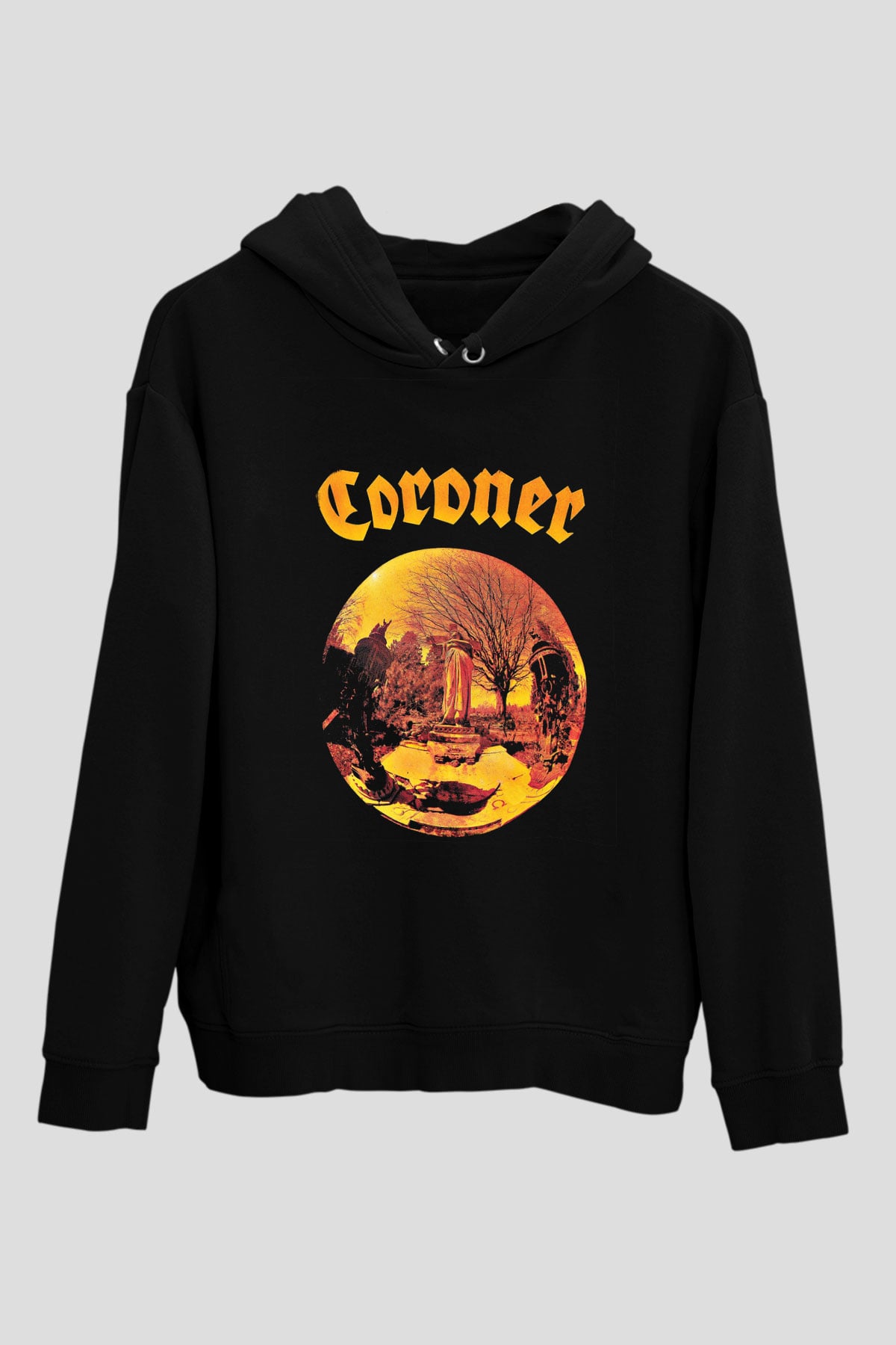 Coroner Baskılı Unisex Siyah Hoodie