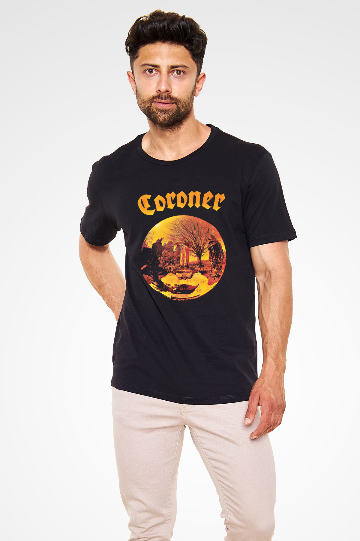 Coroner Baskılı Unisex Siyah Tişört