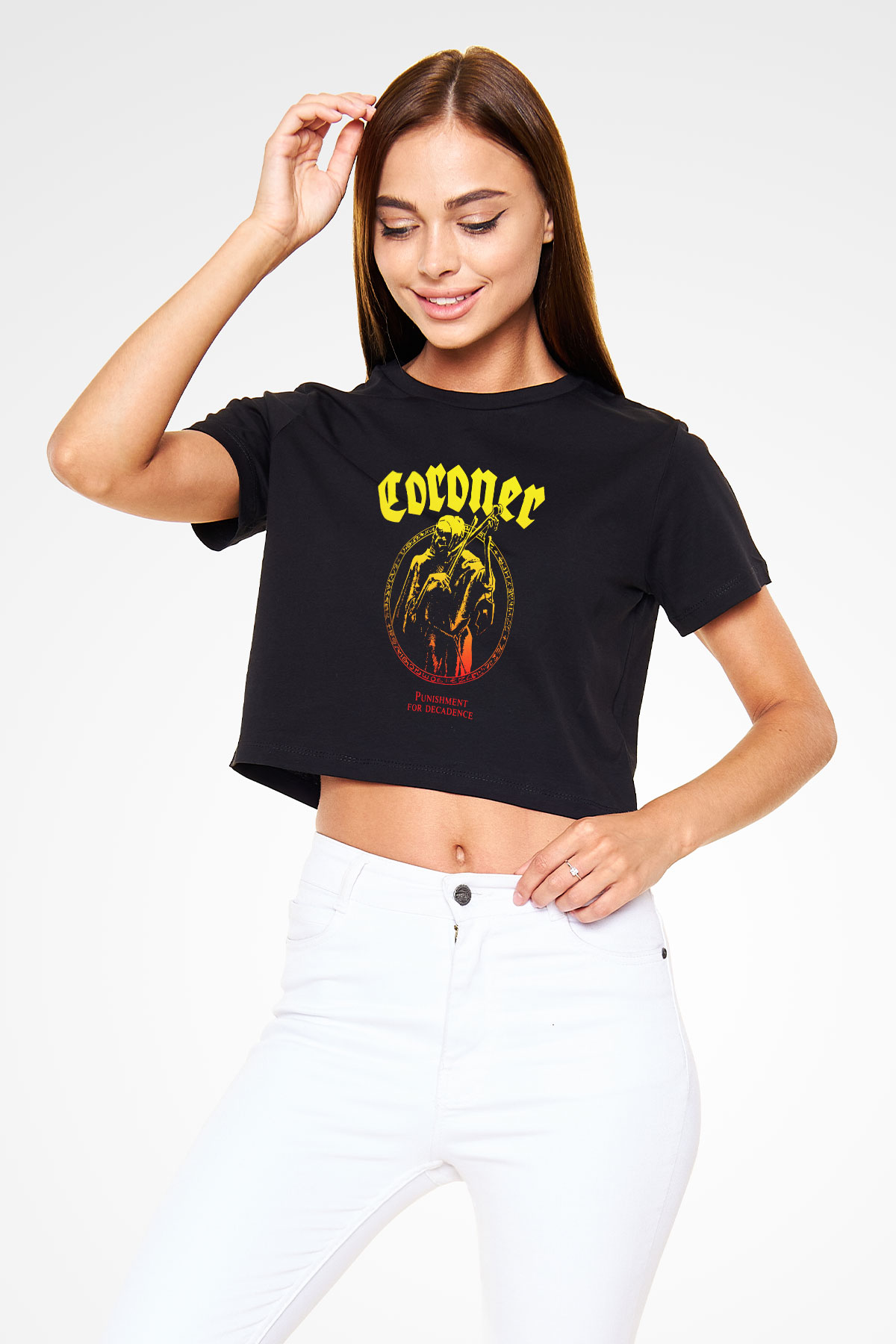 Coroner Siyah Crop Top Tişört