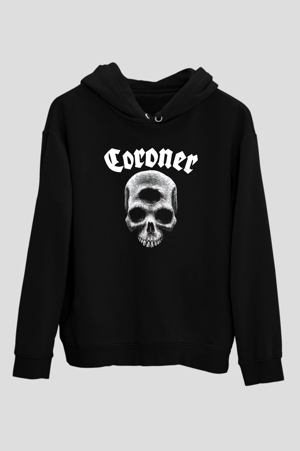 Coroner Siyah Unisex Kapüşonlu Sweatshirt