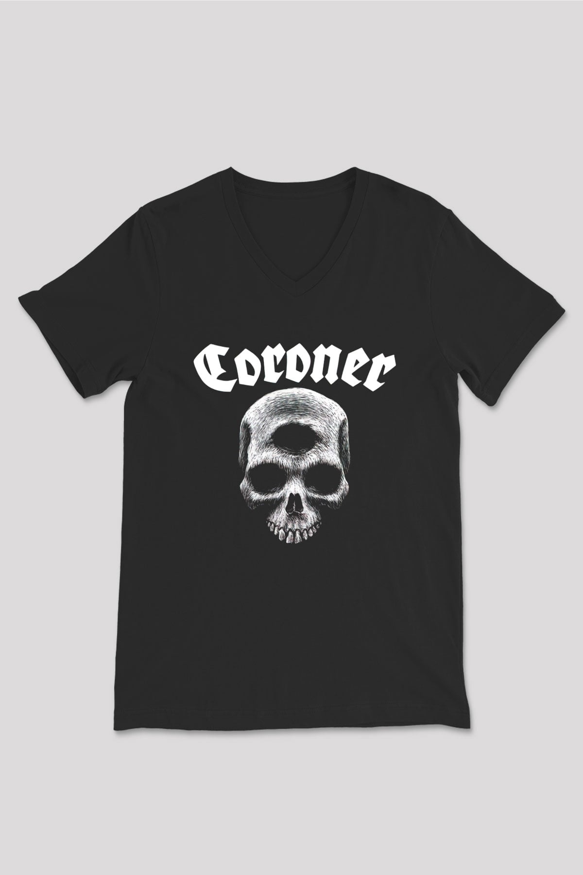 Coroner Siyah Unisex V Yaka Tişört