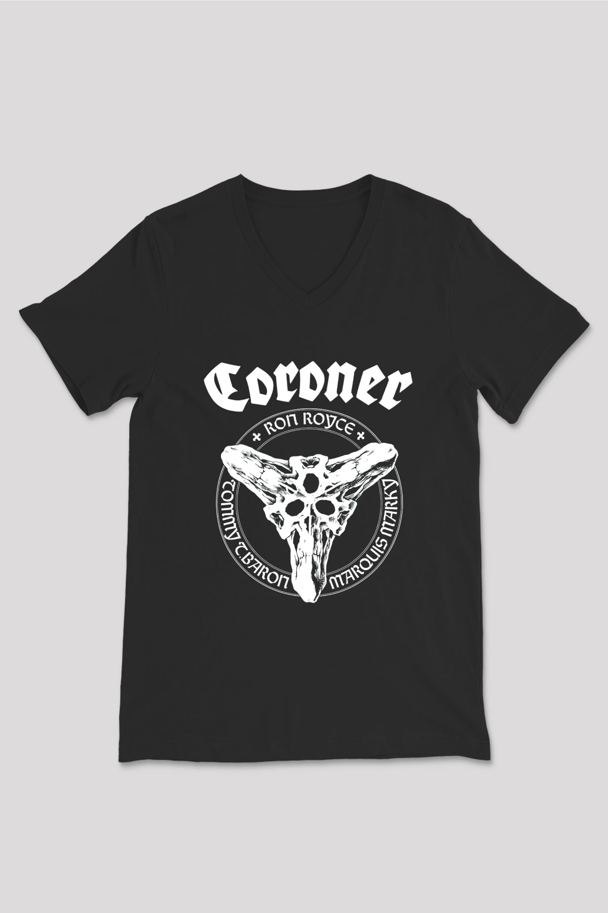 Coroner Siyah Unisex V Yaka Tişört T-Shirt