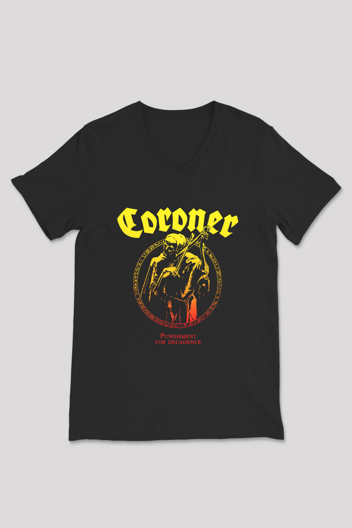 Coroner Siyah Unisex V Yaka Tişört T-Shirt