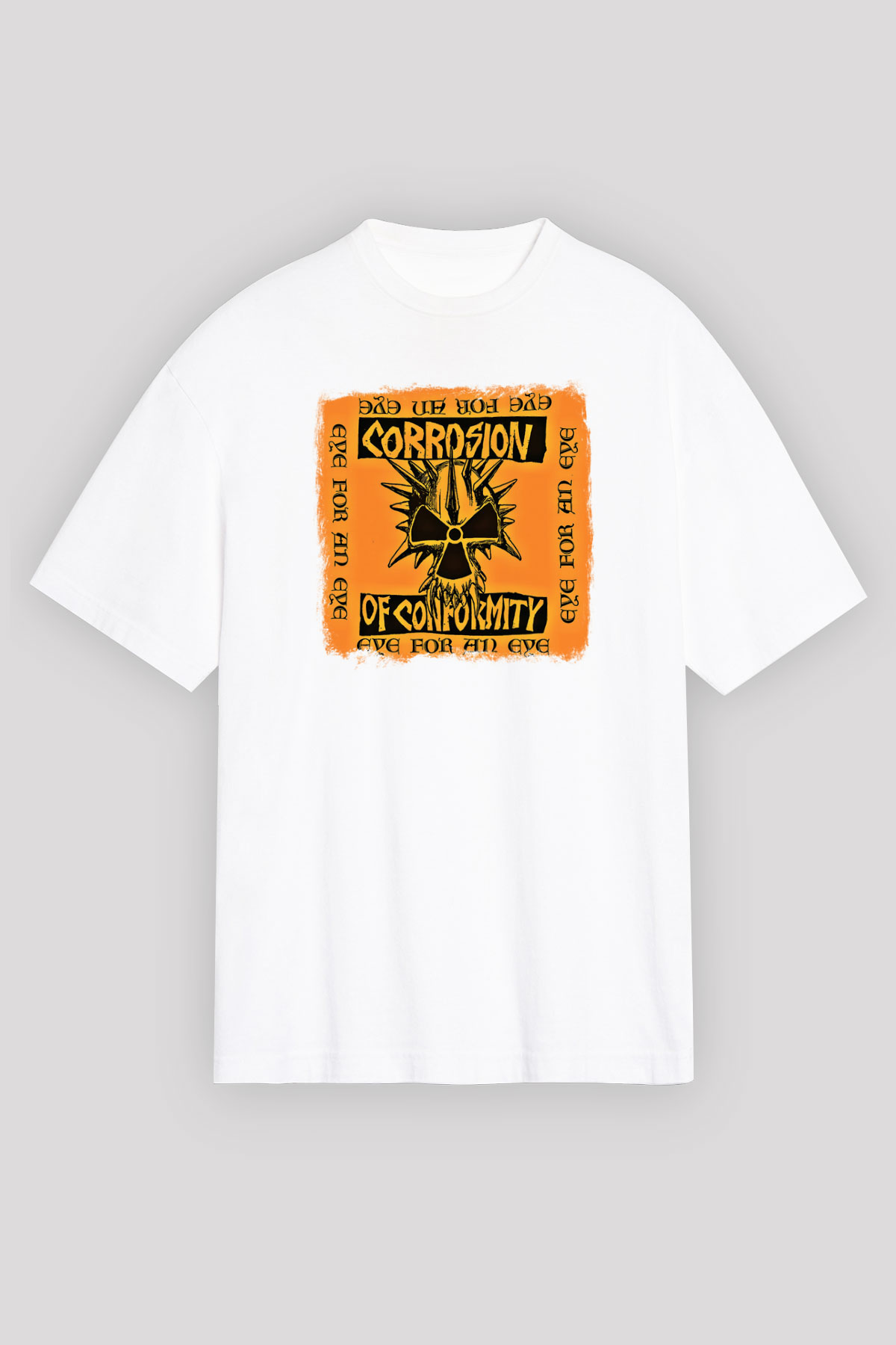 Corrosion of Conformity Baskılı Unisex Beyaz Oversize Tişört
