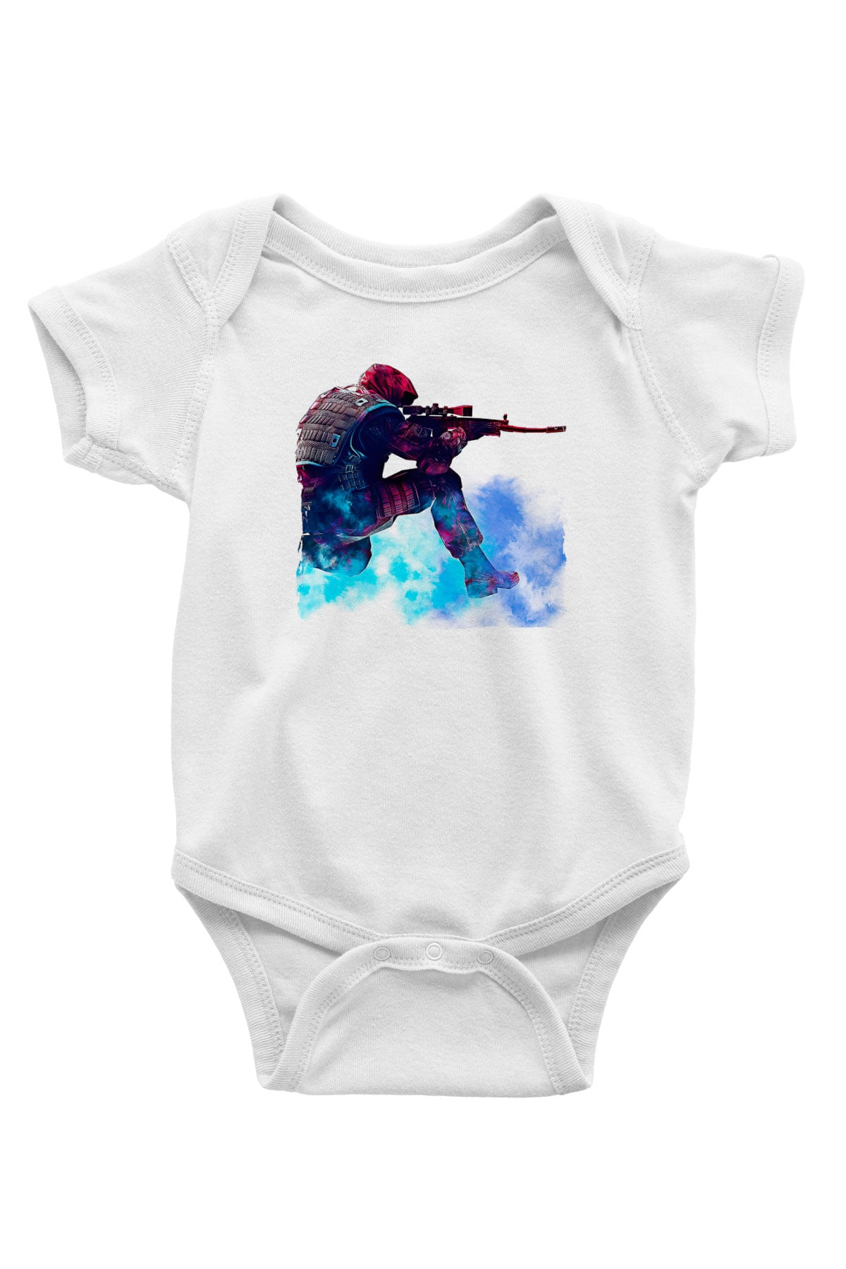 Counter Strike Baskılı Beyaz Unisex Bebek Body - Zıbın