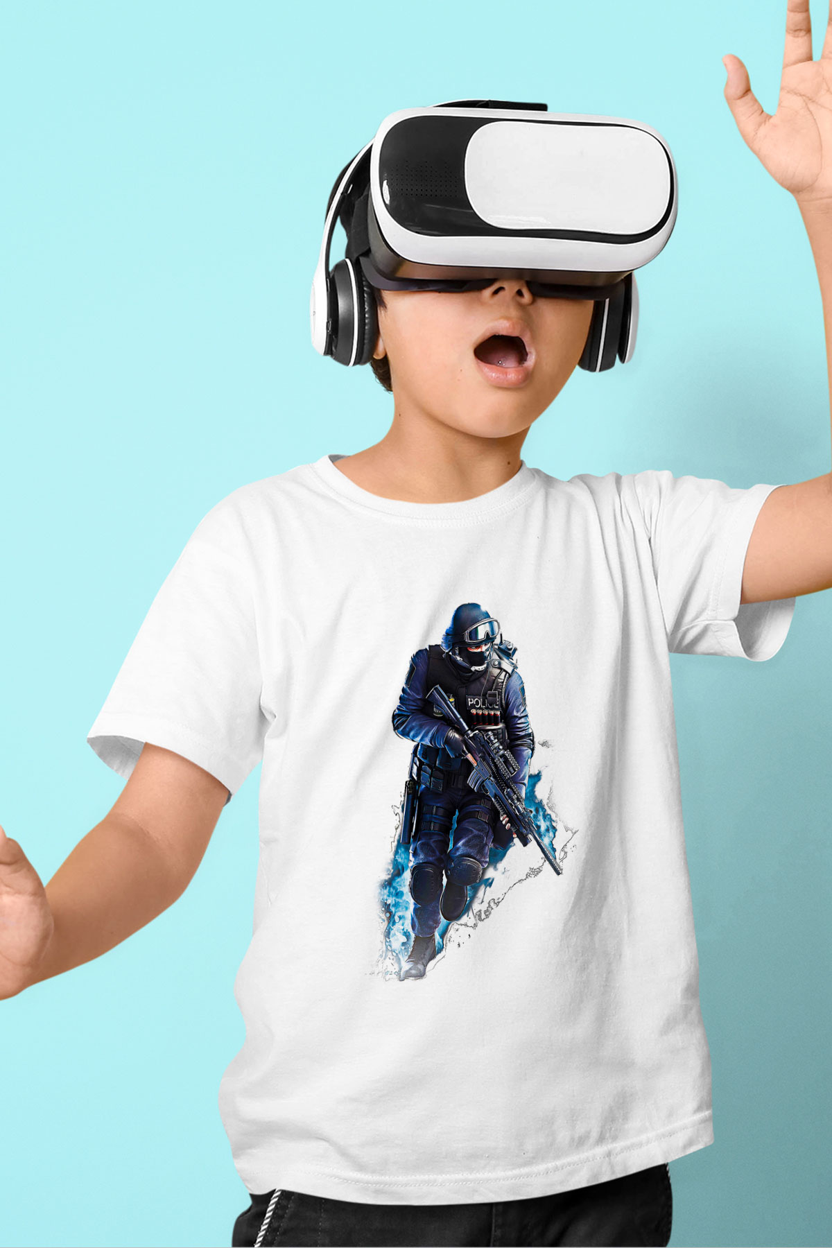 Counter Strike Baskılı Beyaz Unisex Beyaz Çocuk Tişört - Tshirt