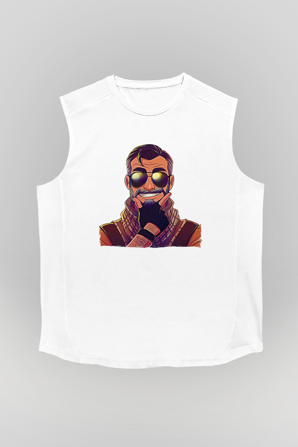 Counter Strike Baskılı Beyaz Unisex Kolsuz Tişört - Tshirt
