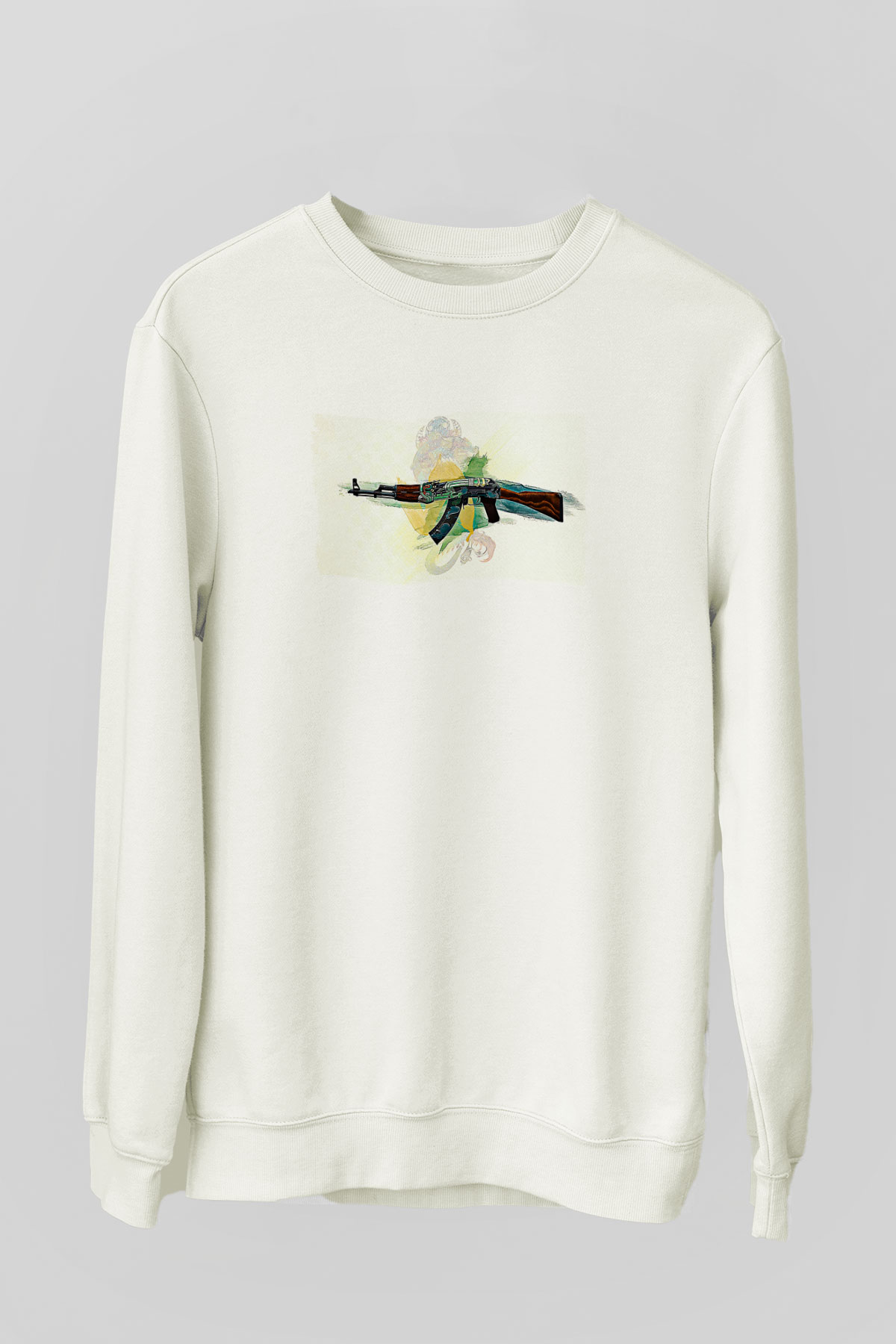 Counter Strike Baskılı Beyaz Unisex Sweatshirt