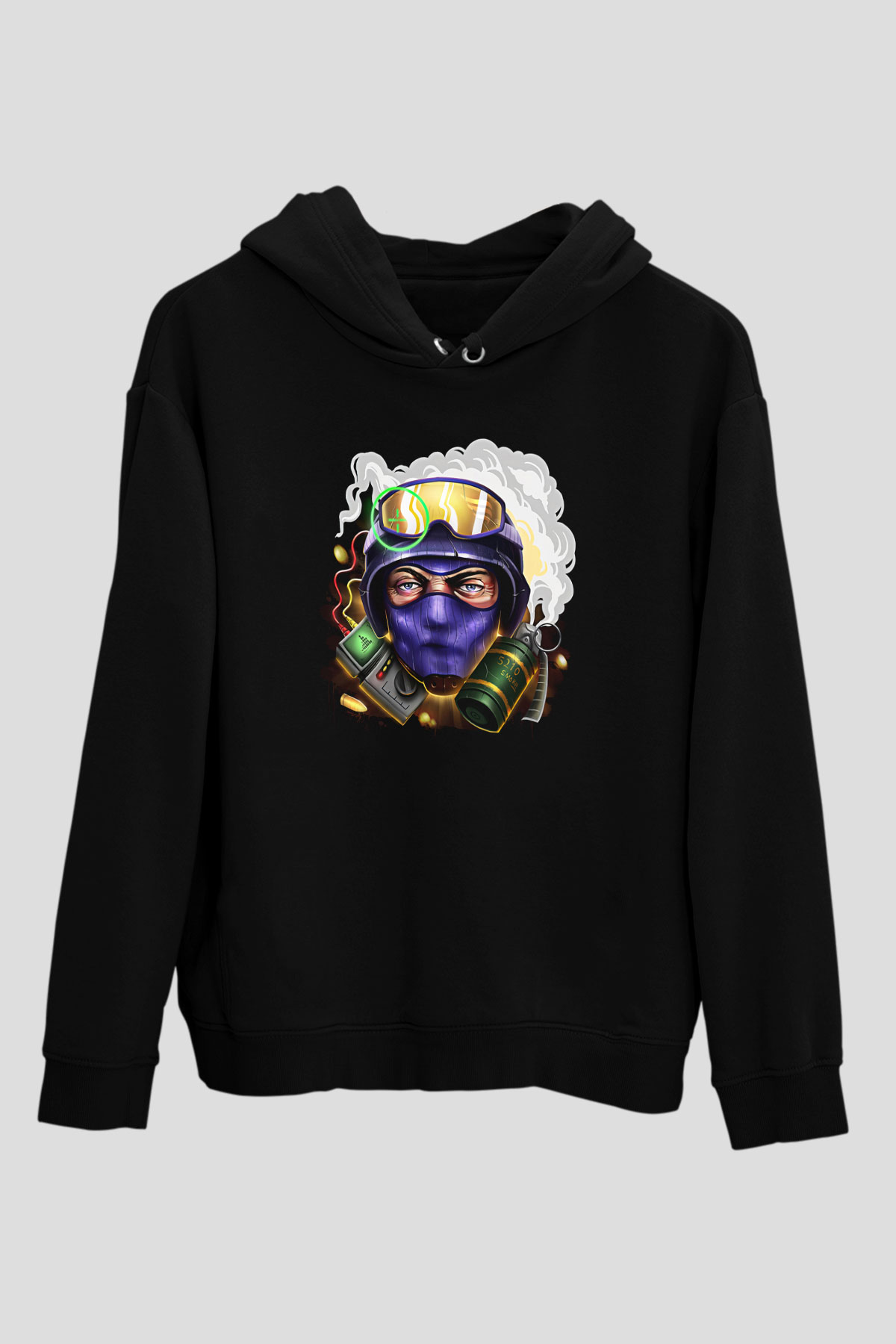 Counter Strike Baskılı Unisex Siyah Kapüşonlu Sweatshirt