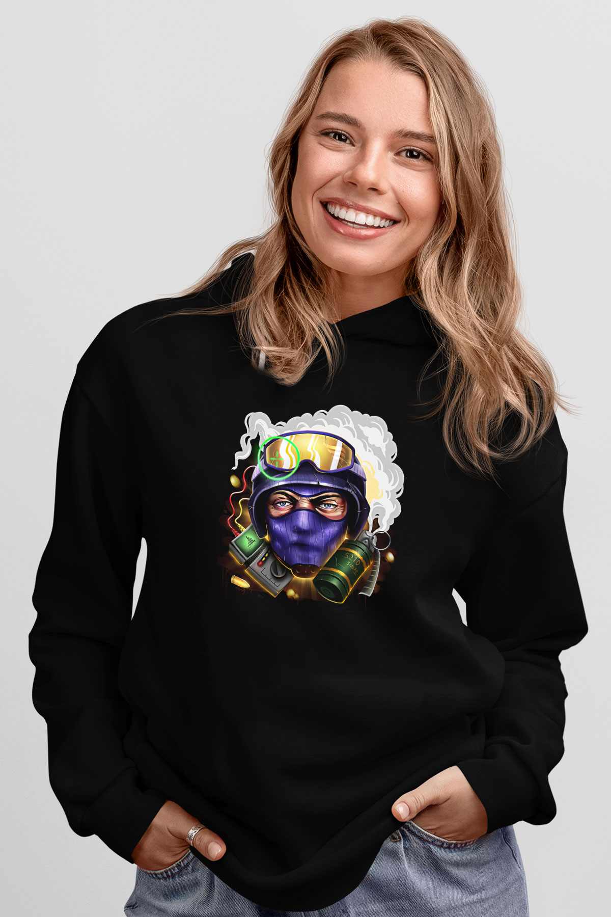 Counter Strike Baskılı Unisex Siyah Kapüşonlu Sweatshirt