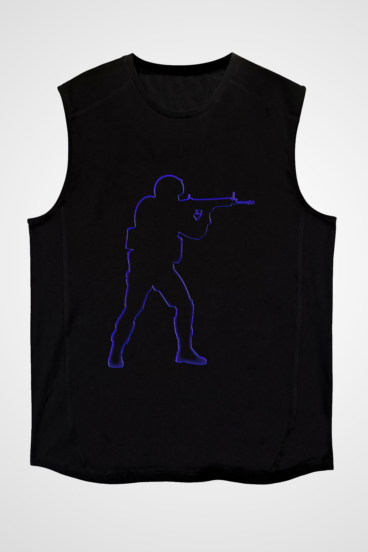 Counter Strike Baskılı Unisex Siyah Kolsuz Tişört - Tshirt