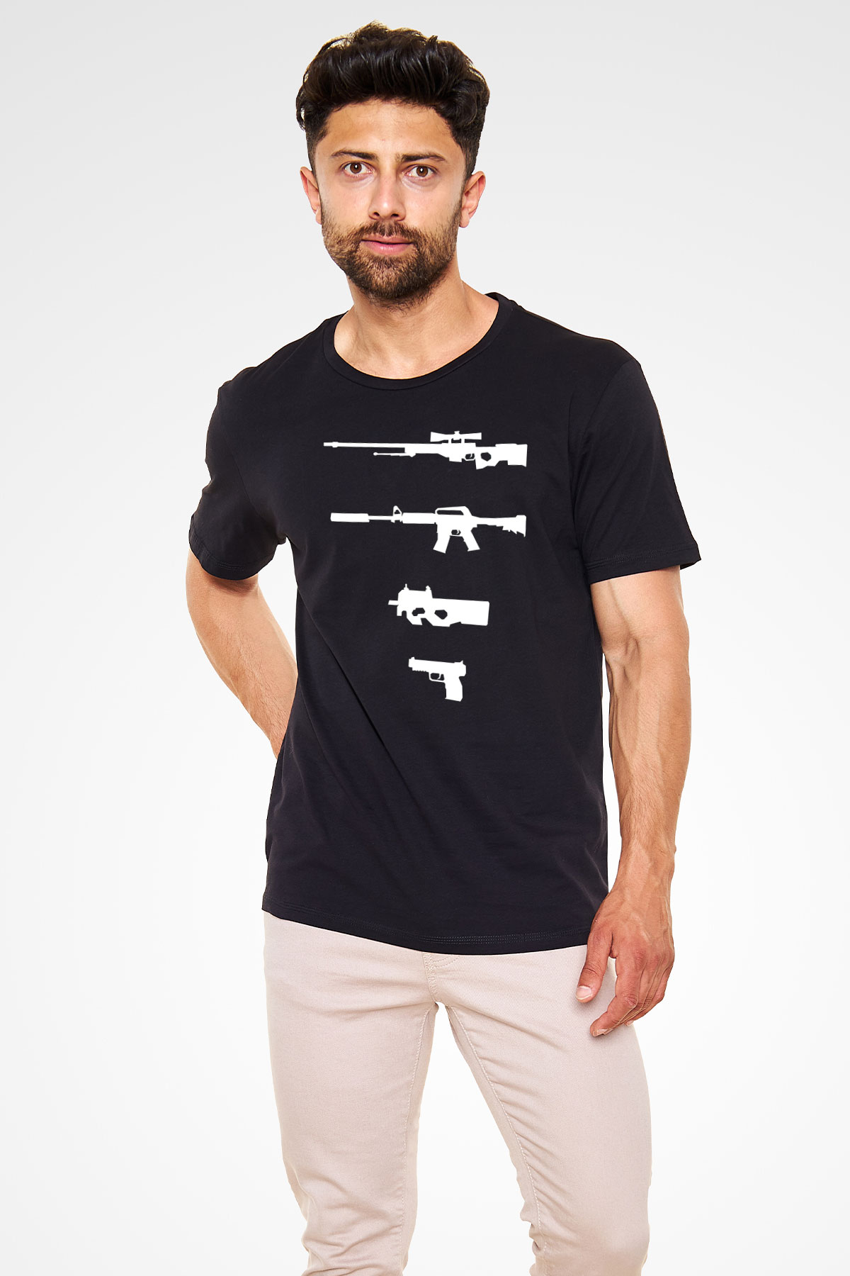 Counter Strike Baskılı Unisex Siyah Tişört - Tshirt