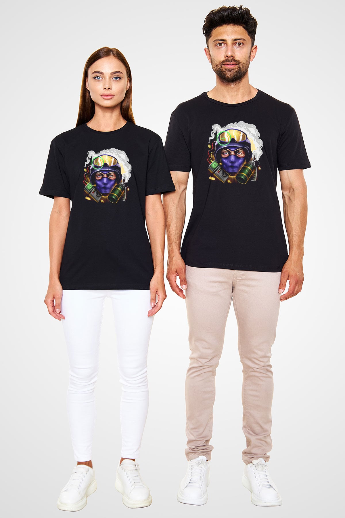 Counter Strike Baskılı Unisex Siyah Tişört - Tshirt