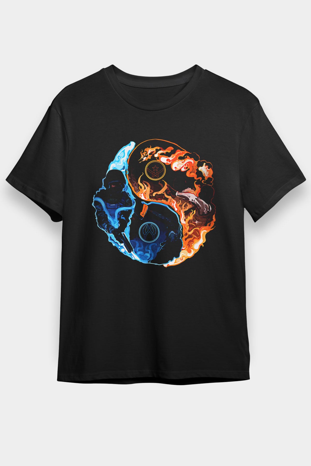 Counter Strike Baskılı Unisex Siyah Tişört - Tshirt