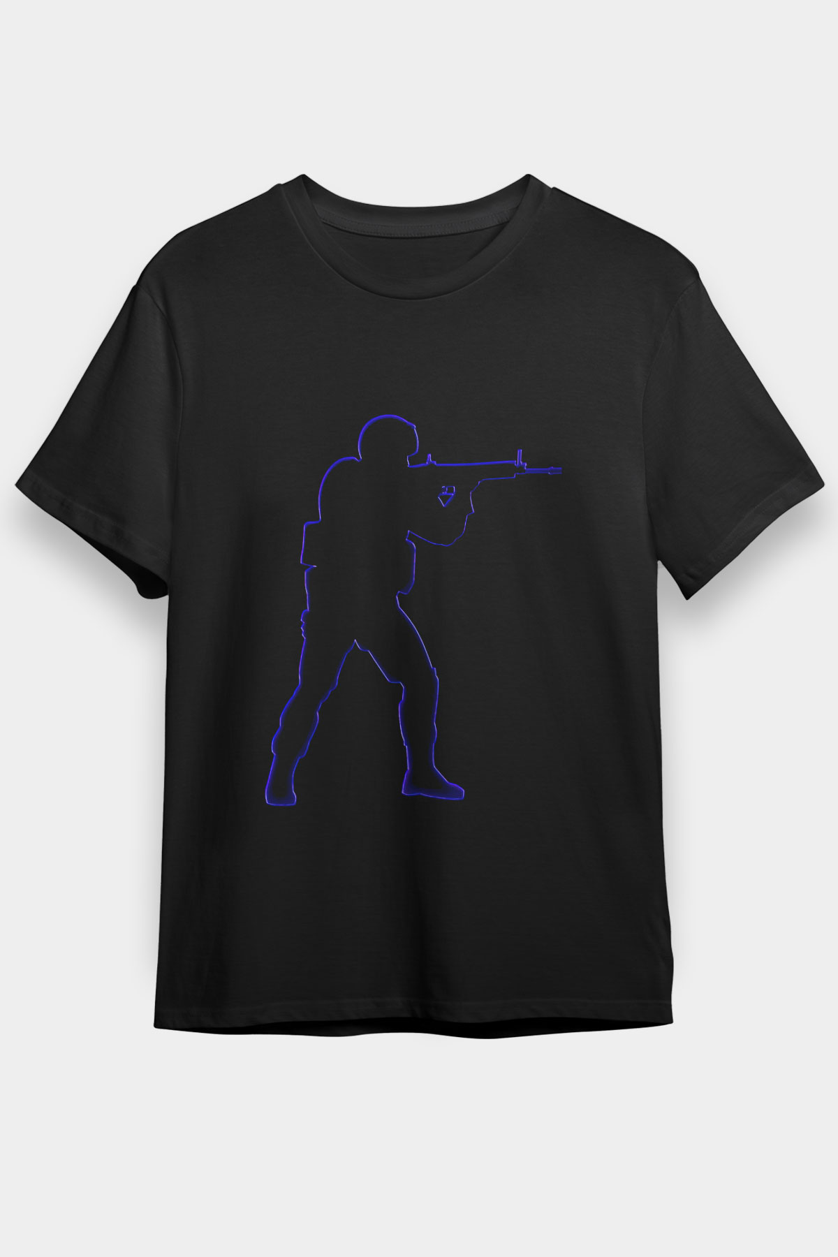 Counter Strike Baskılı Unisex Siyah Tişört - Tshirt