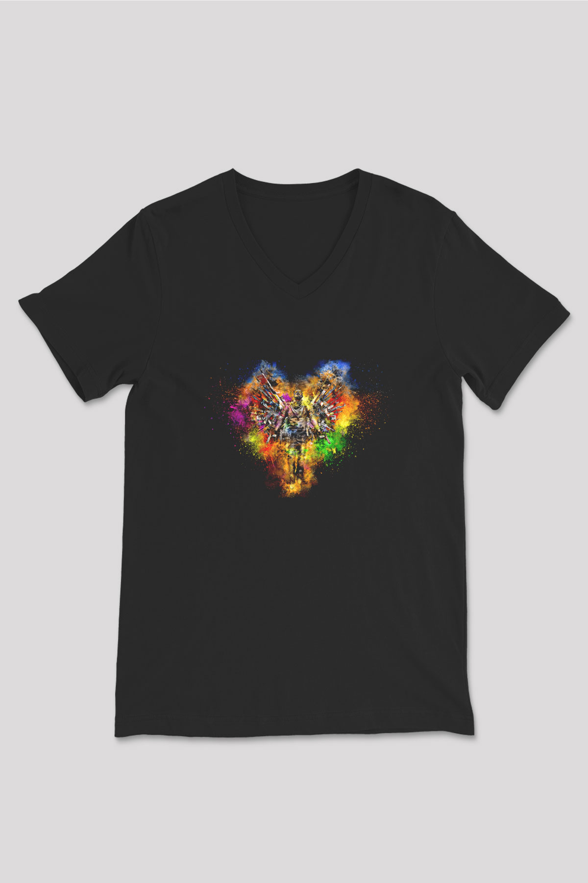 Counter Strike Baskılı Unisex Siyah V Yaka Tişört - Tshirt