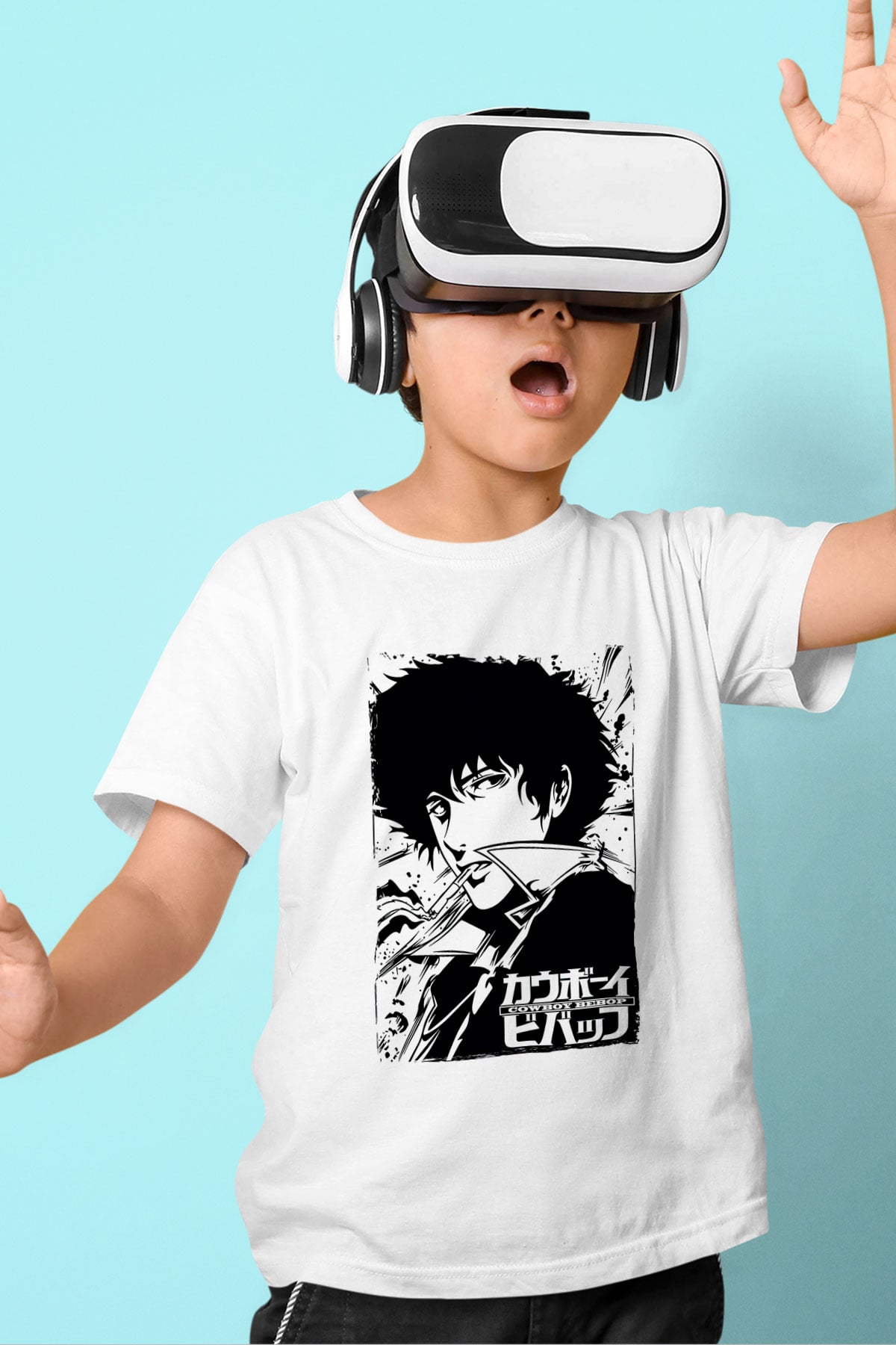 Cowboy Bebop Baskılı Beyaz Unisex Beyaz Çocuk Tişört - Tshirt