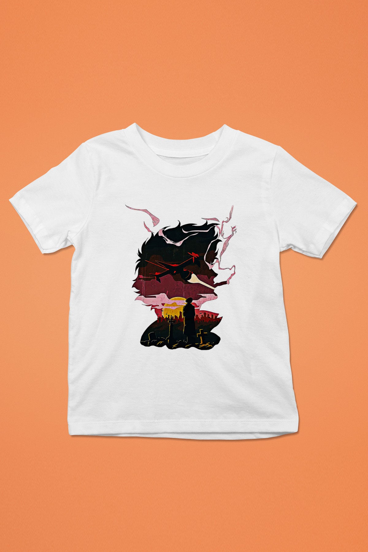 Cowboy Bebop Baskılı Beyaz Unisex Beyaz Çocuk Tişört - Tshirt