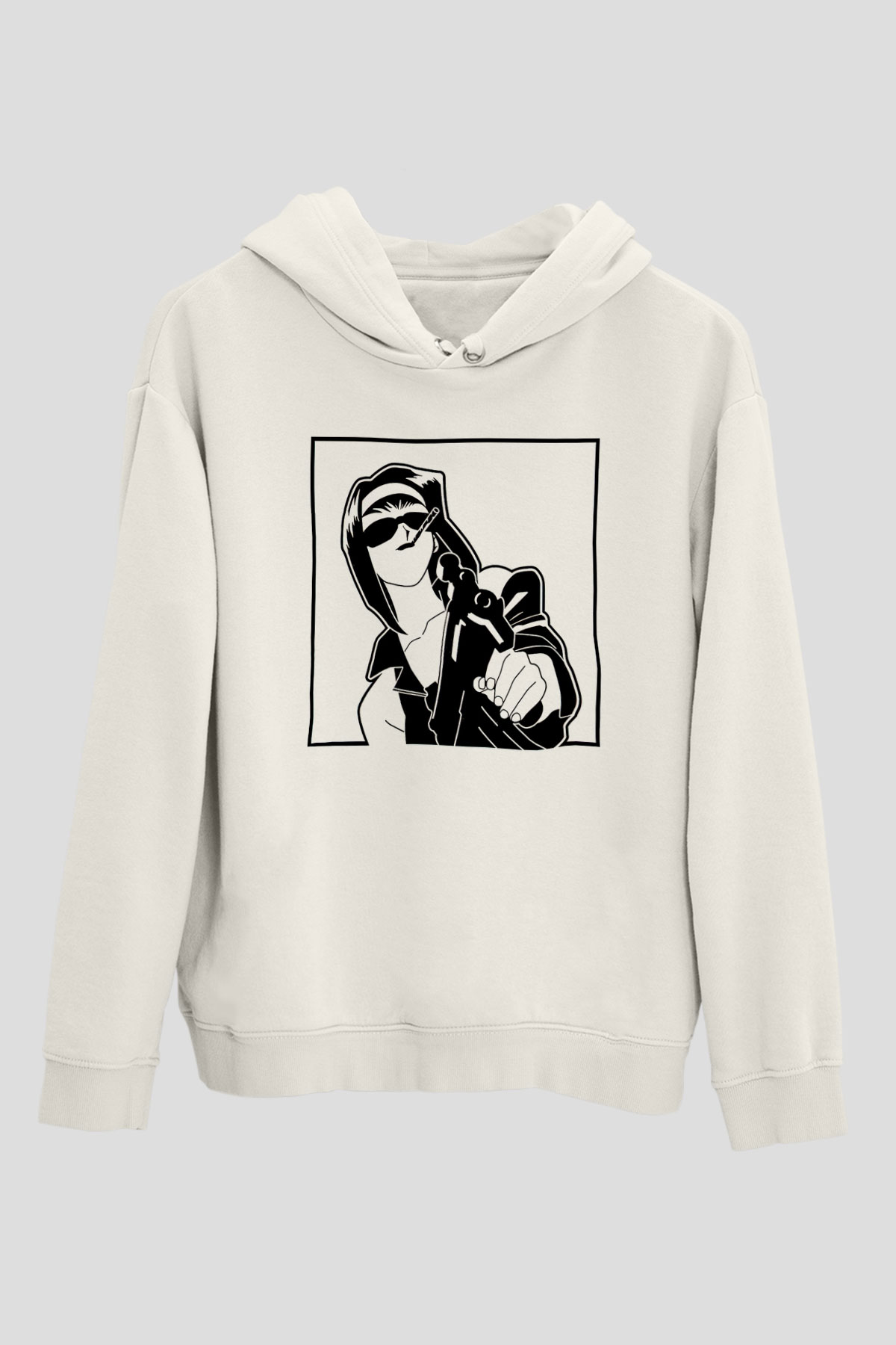 Cowboy Bebop Baskılı Beyaz Unisex Hoodie