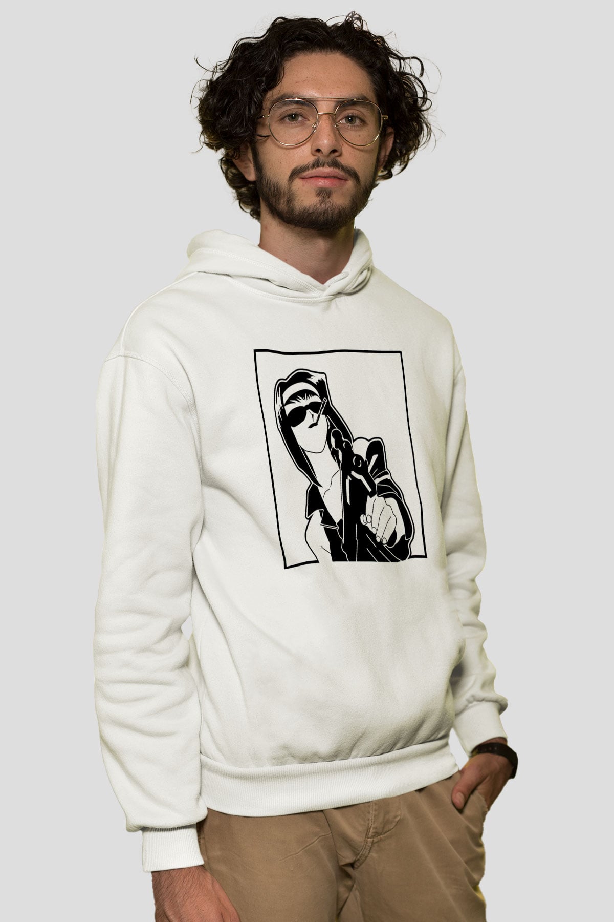 Cowboy Bebop Baskılı Beyaz Unisex Hoodie