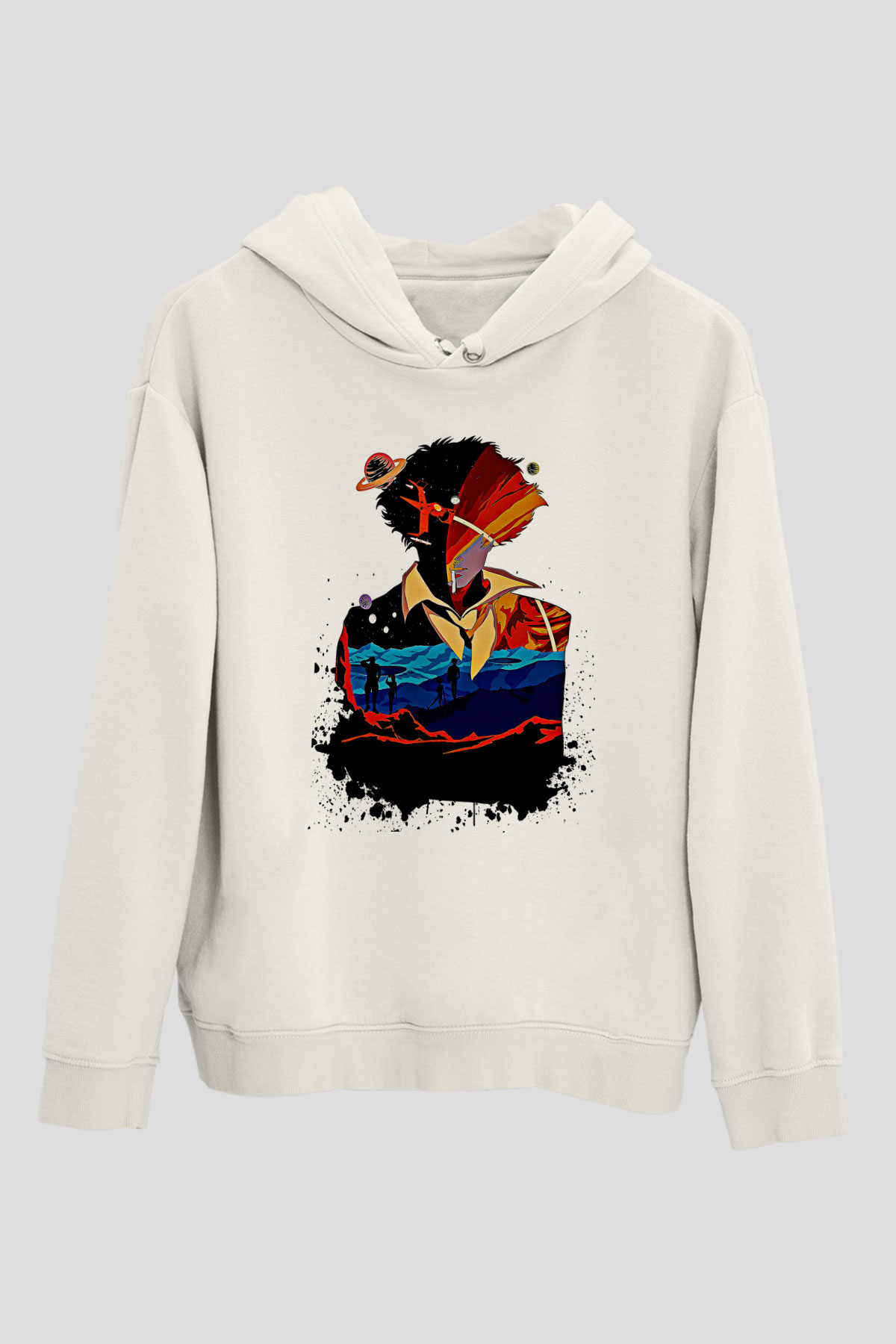 Cowboy Bebop Baskılı Beyaz Unisex Hoodie