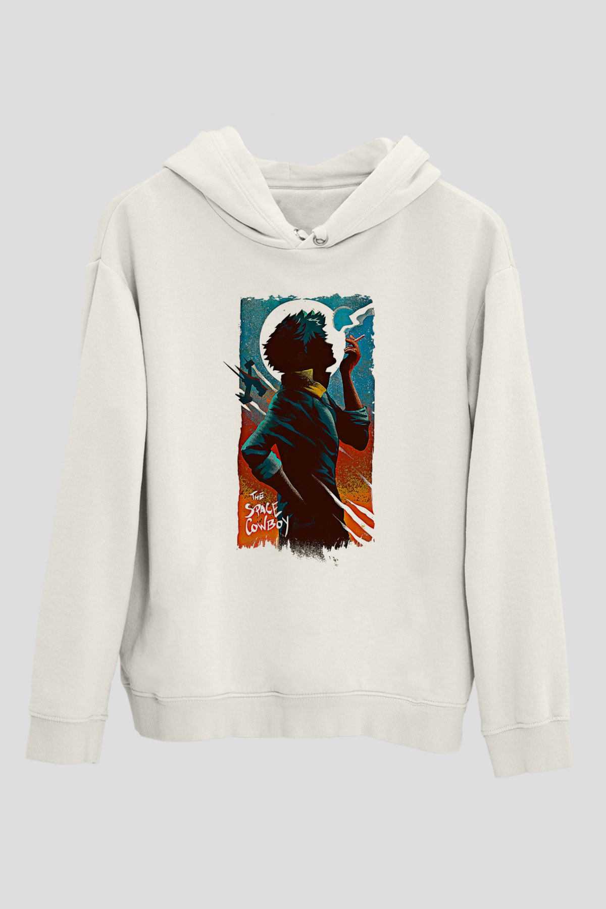 Cowboy Bebop Baskılı Beyaz Unisex Hoodie