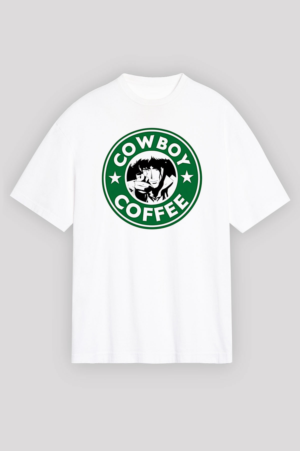 Cowboy Bebop Baskılı Beyaz Unisex Oversize Tişört - Tshirt