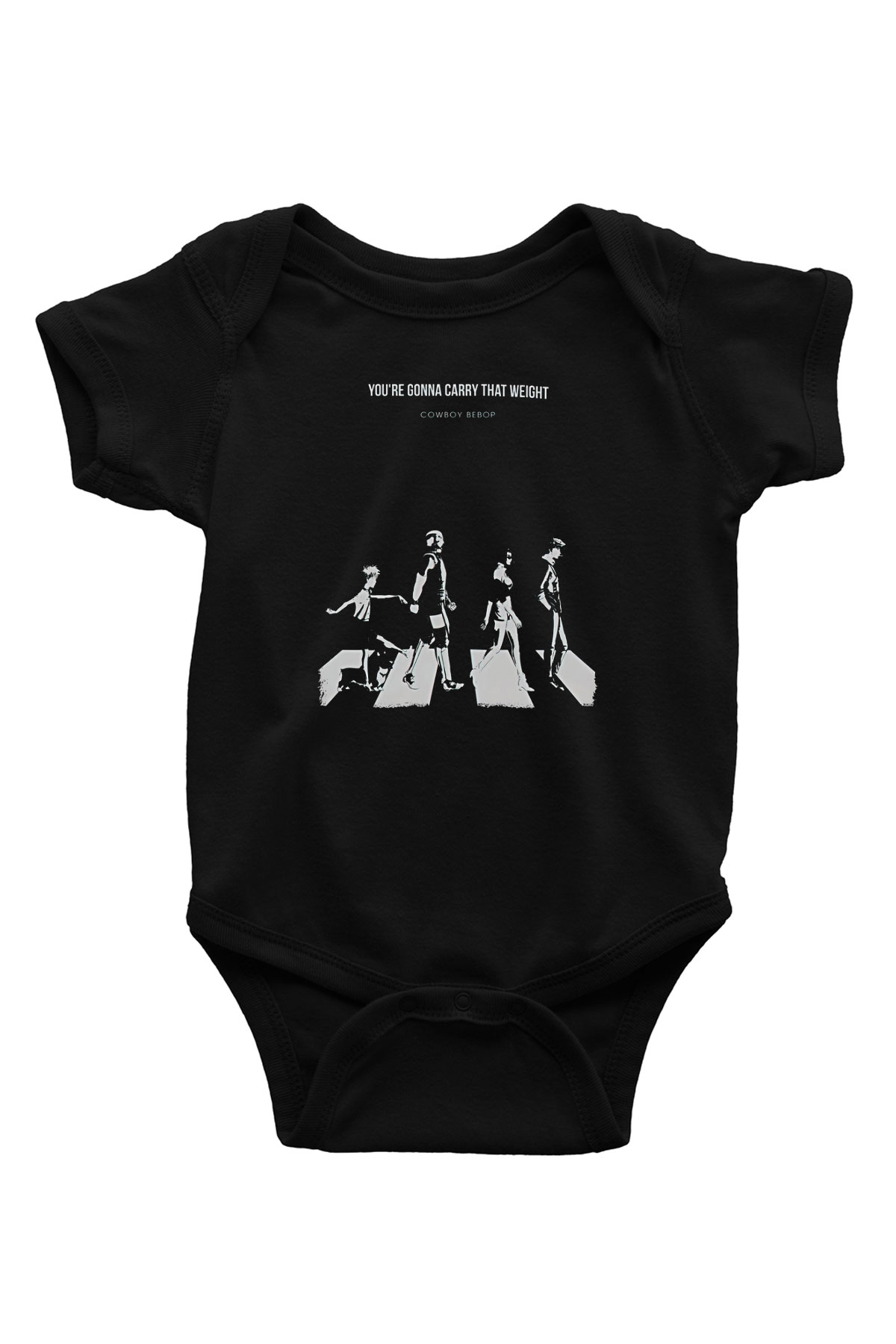 Cowboy Bebop Baskılı Unisex Siyah Bebek Body - Zıbın