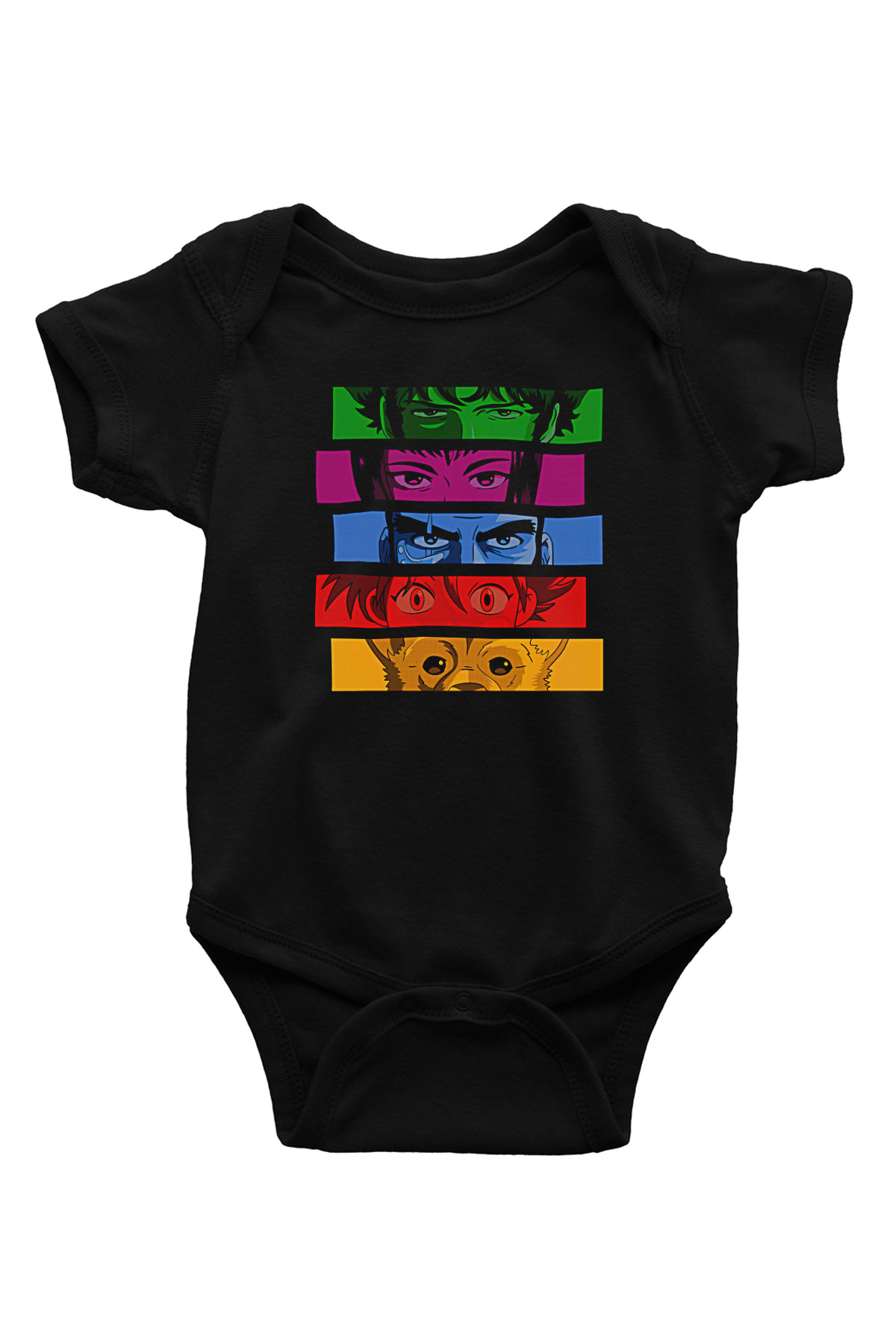Cowboy Bebop Baskılı Unisex Siyah Bebek Body - Zıbın