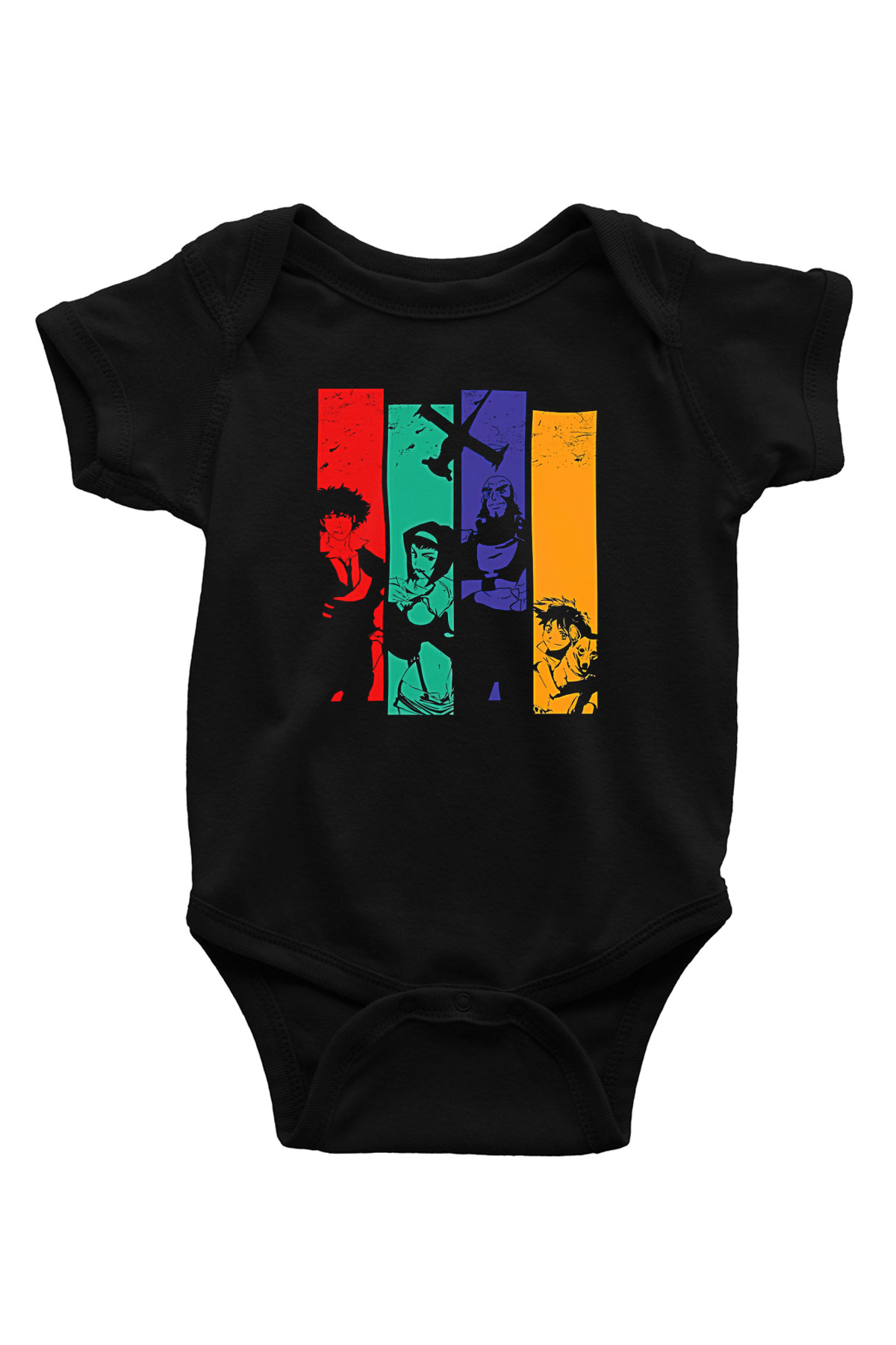 Cowboy Bebop Baskılı Unisex Siyah Bebek Body - Zıbın