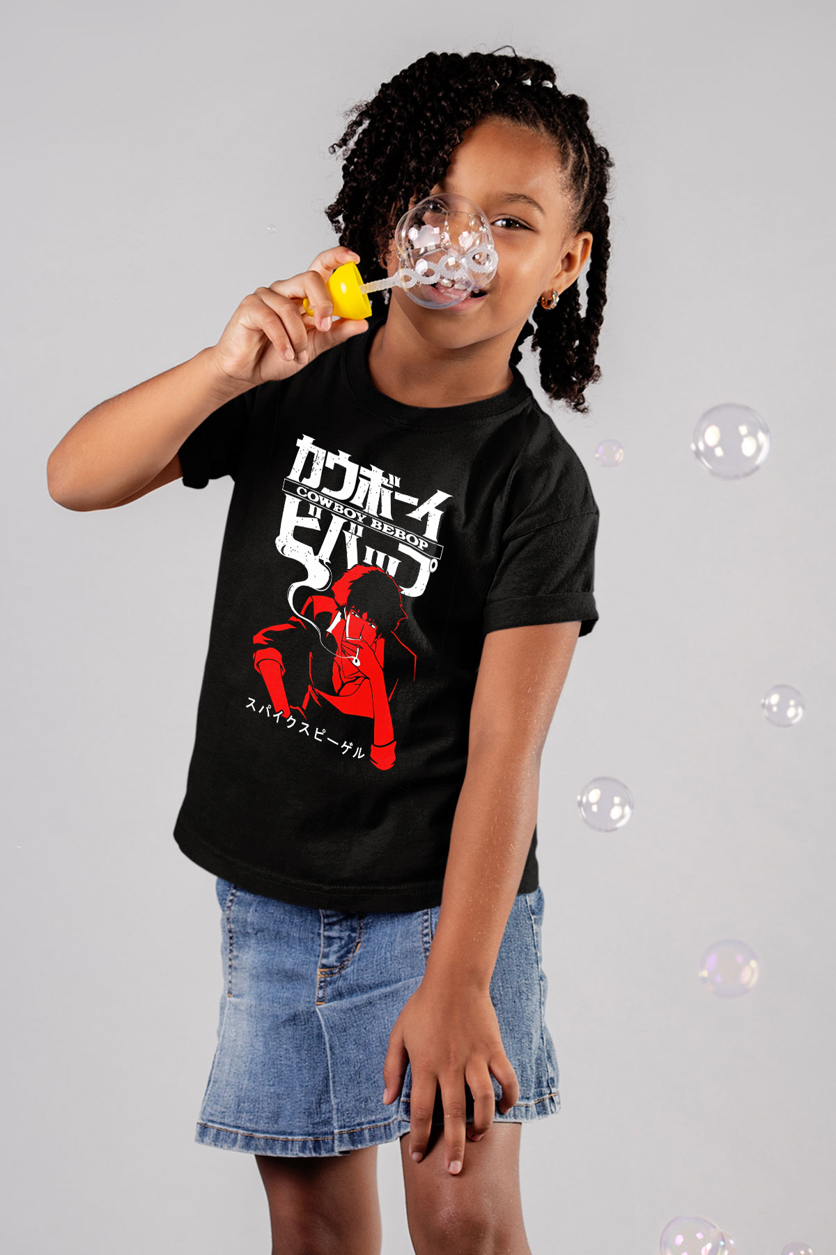 Cowboy Bebop Baskılı Unisex Siyah Çocuk Tişört - Tshirt