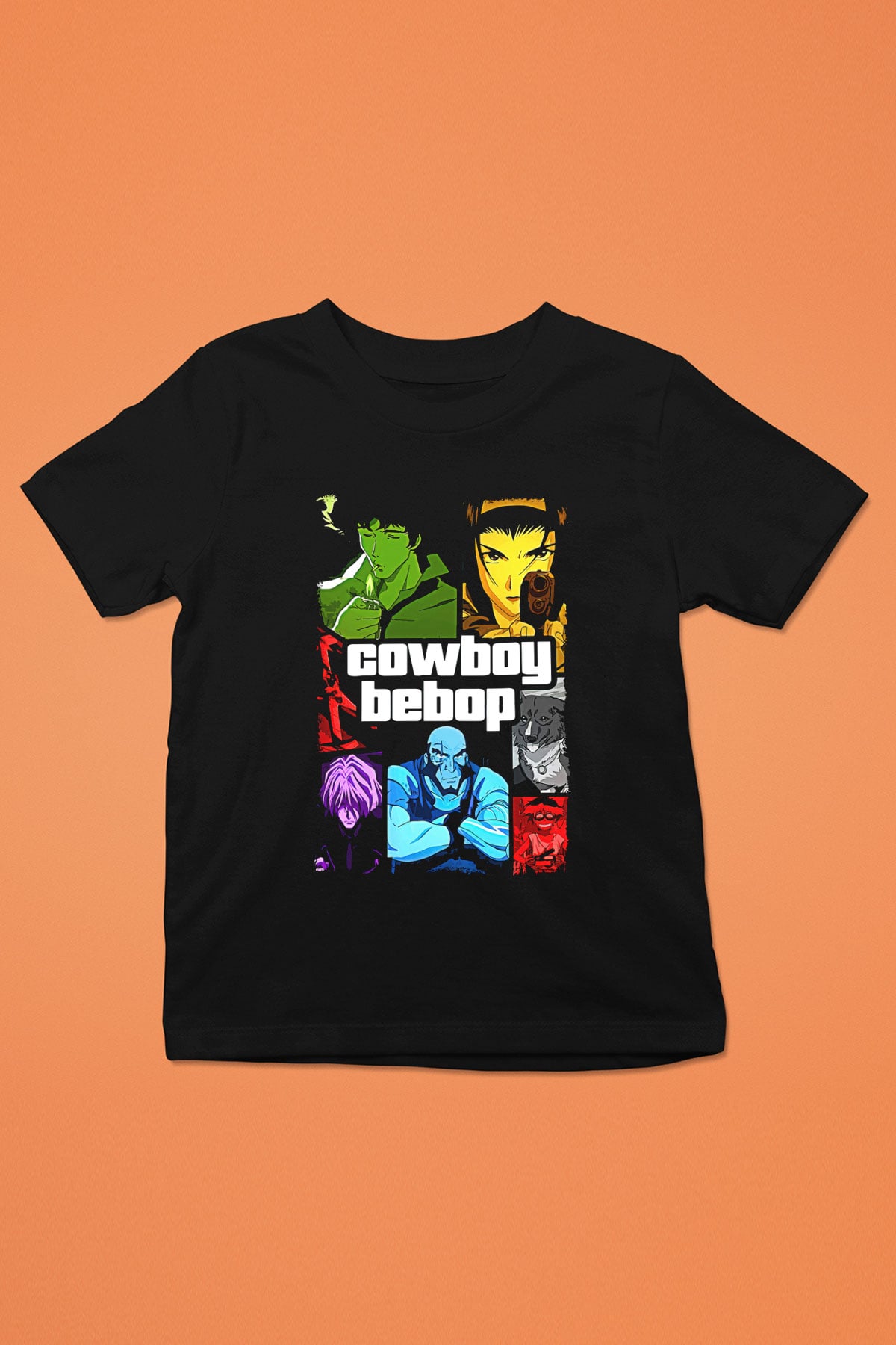 Cowboy Bebop Baskılı Unisex Siyah Çocuk Tişört - Tshirt