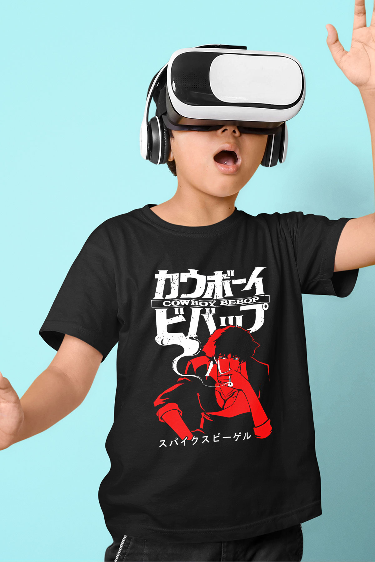 Cowboy Bebop Baskılı Unisex Siyah Çocuk Tişört - Tshirt