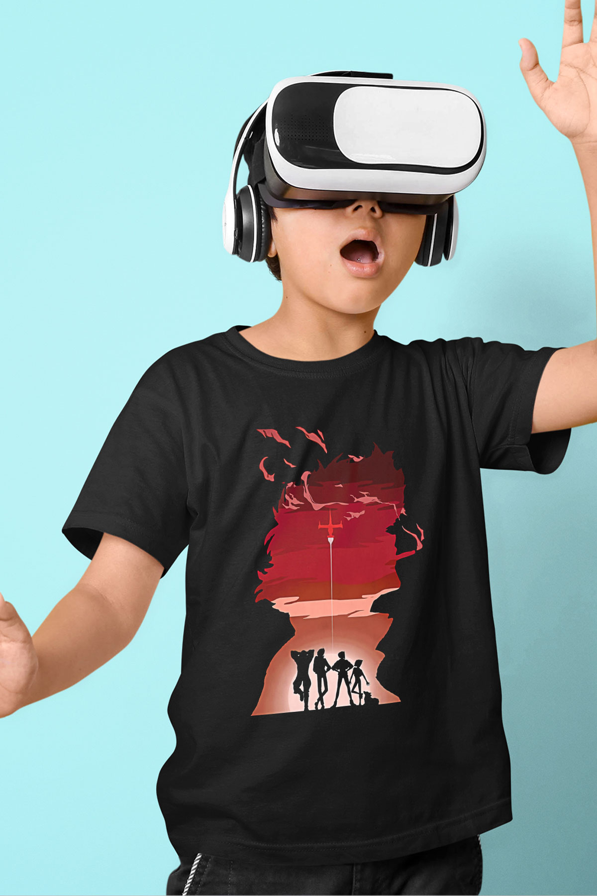 Cowboy Bebop Baskılı Unisex Siyah Çocuk Tişört - Tshirt