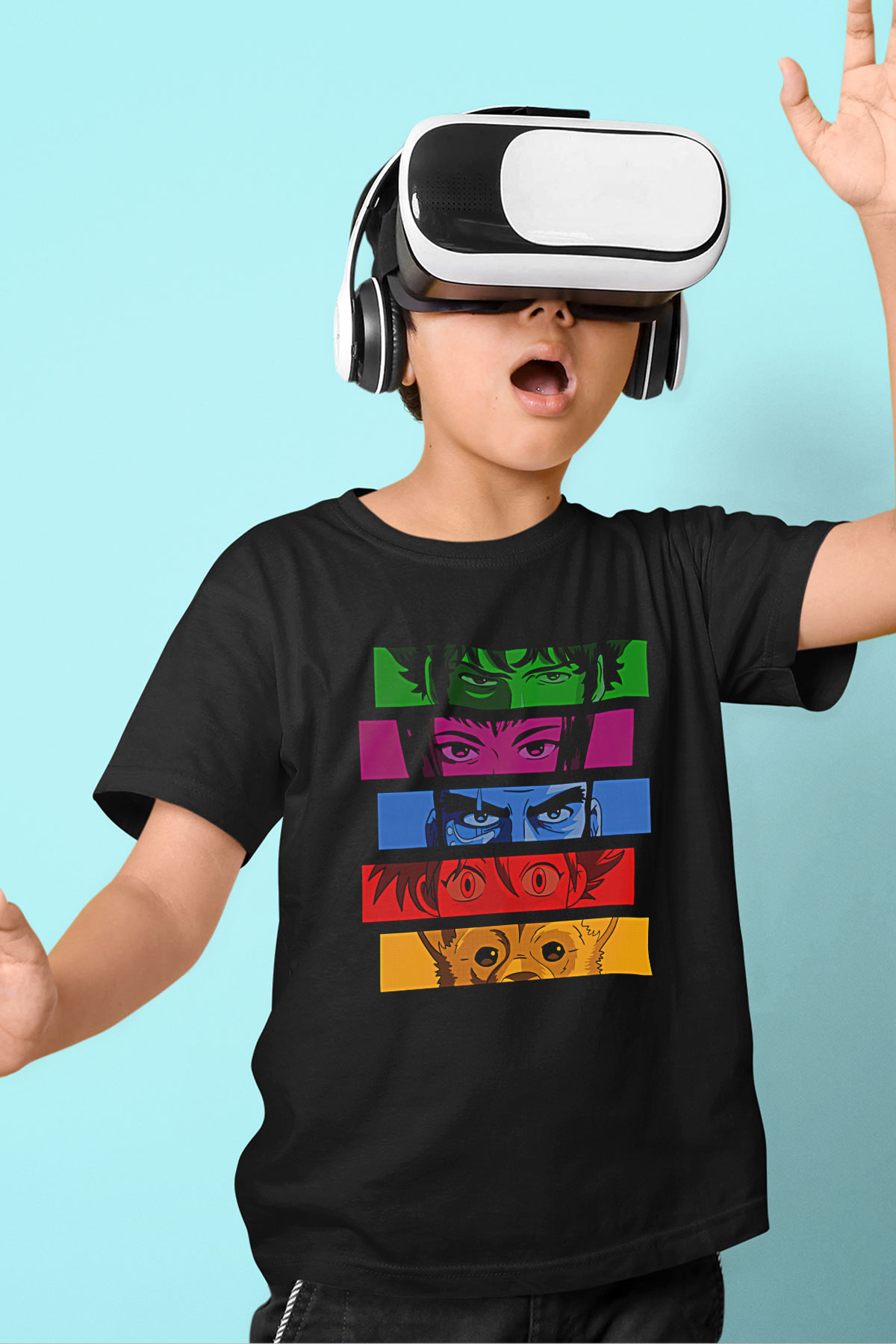 Cowboy Bebop Baskılı Unisex Siyah Çocuk Tişört - Tshirt