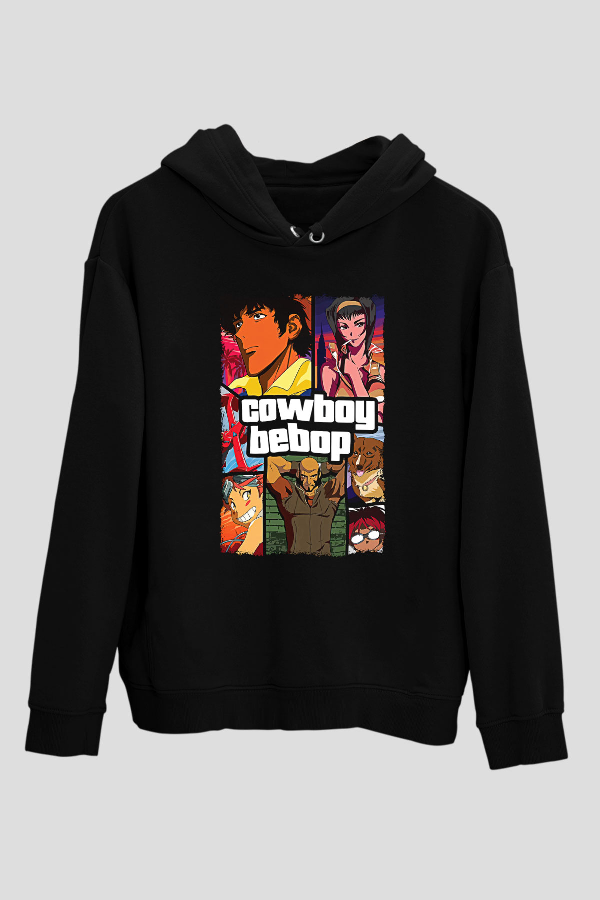 Cowboy Bebop Baskılı Unisex Siyah Hoodie